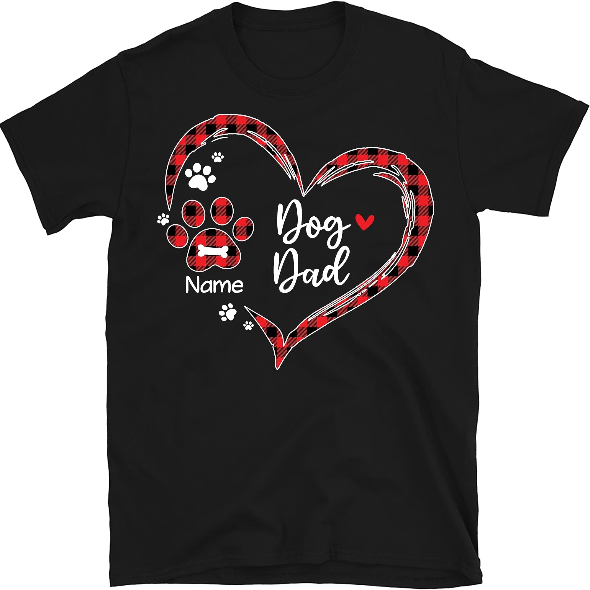 Personalized Dog Mom Shirt, Dog Dad Paw Prints, Dog Dad Shirt, Custom Dog Mom Gifts, Dog Mom Shirts for Women Men Cute Letter Print Pet Lover Paw T-Shirt Multicolored