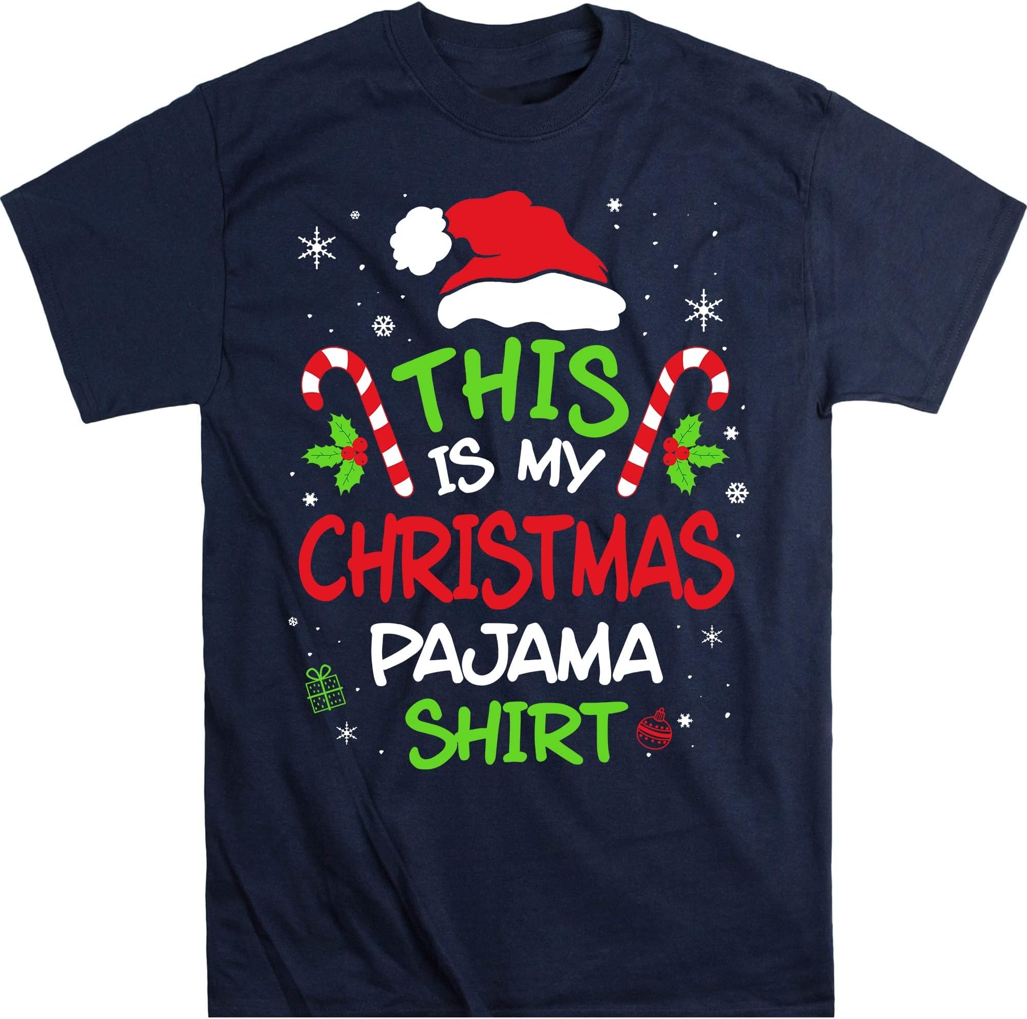This is My Christmas Pajama Shirt Funny Christmas T-Shirts – Navy/XX-Large