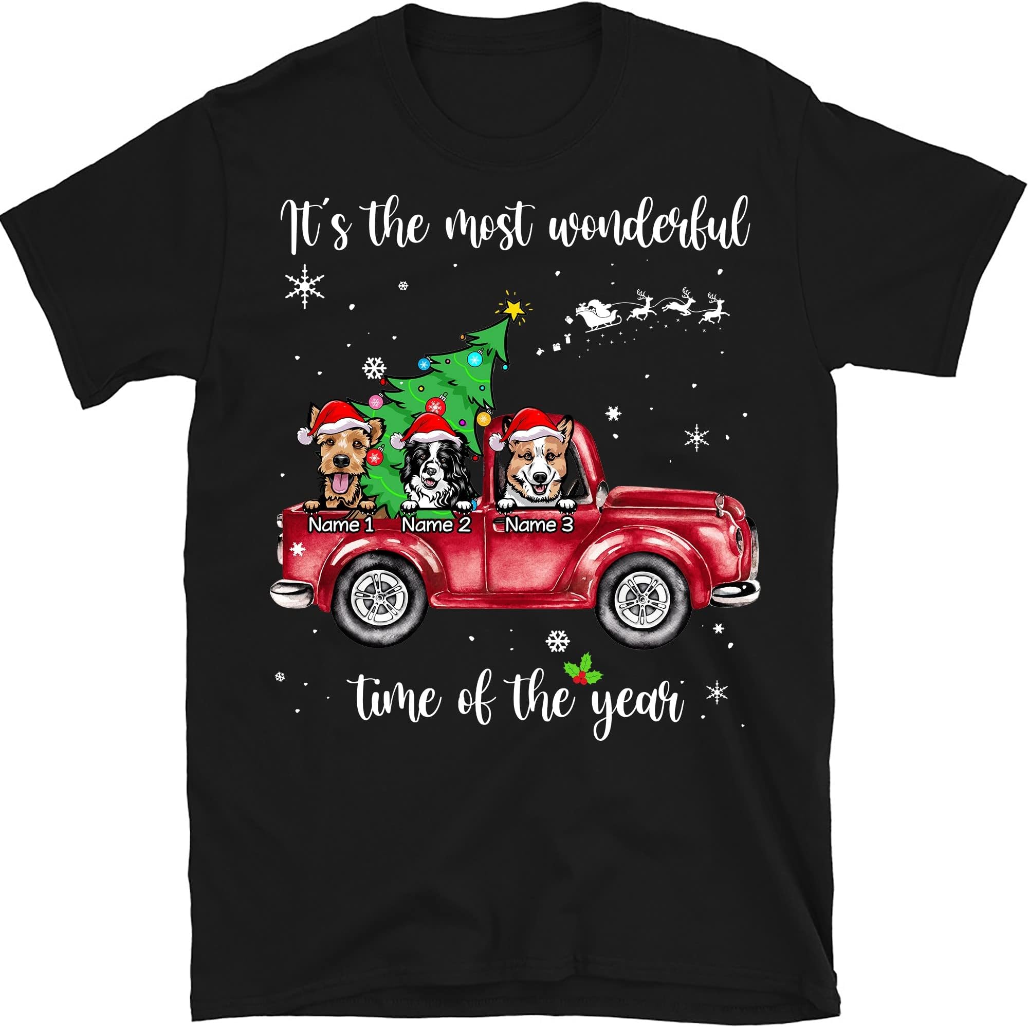 Personalized Christmas Dog T Shirt Merry Christmas, It's The Most Wonderful Time of The Year, Dog Lovers Shirt, Merry Christmas Dog Shirt
