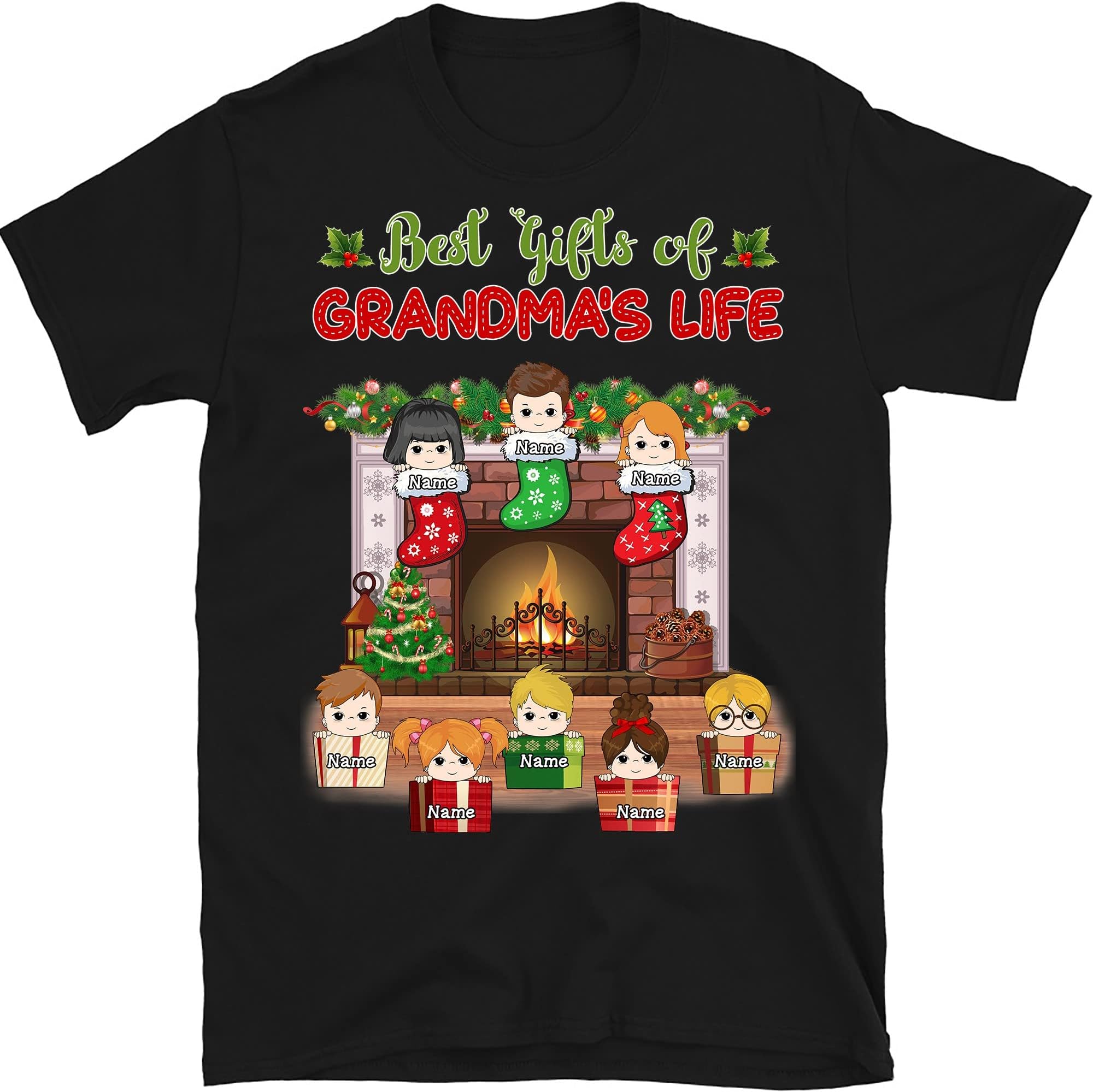 Personalized Grandma Grandkids Christmas Shirt, Best Gifts of Grandma's Life T-Shirt, for Grandpa, Mom, Dad, Merry Christmas, Nana Snoman Shirt