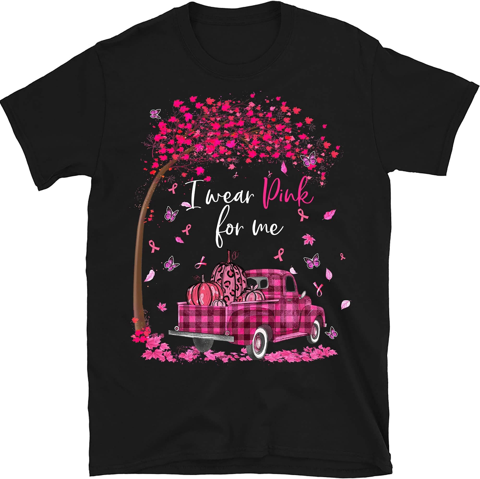 Personalized I Wear Pink for Me My Sister Mom Friend Aunt Breast Cancer Awareness Shirt, Fall Pumpkin Breast Cancer Awareness, Custom Breast Cancer Support