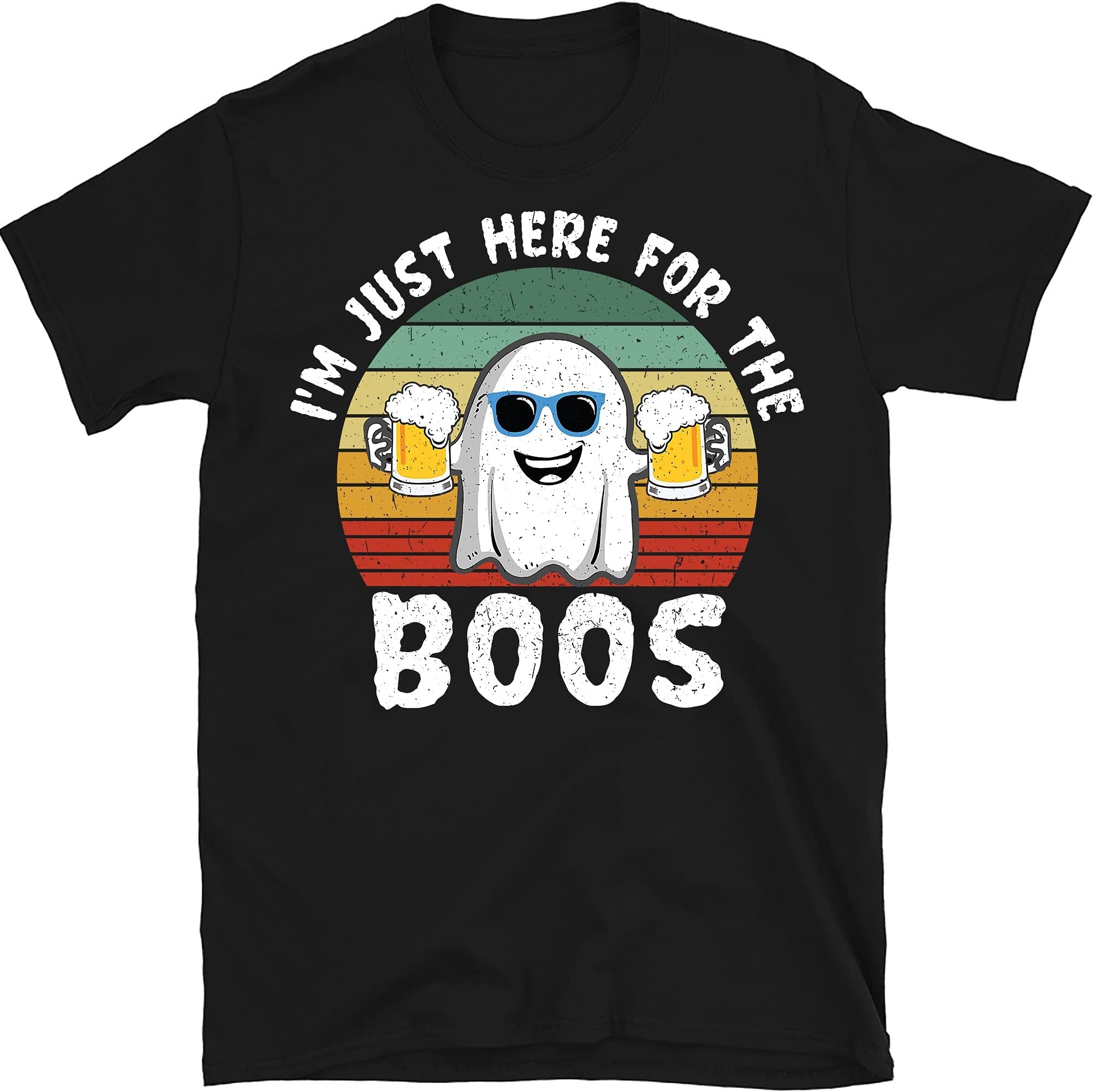 I'm Just Here for The Boos Shirt, Hilarious Halloween T Shirt, Funny Halloween Costume, Vintage Boo Shirt – Black/3X-Large