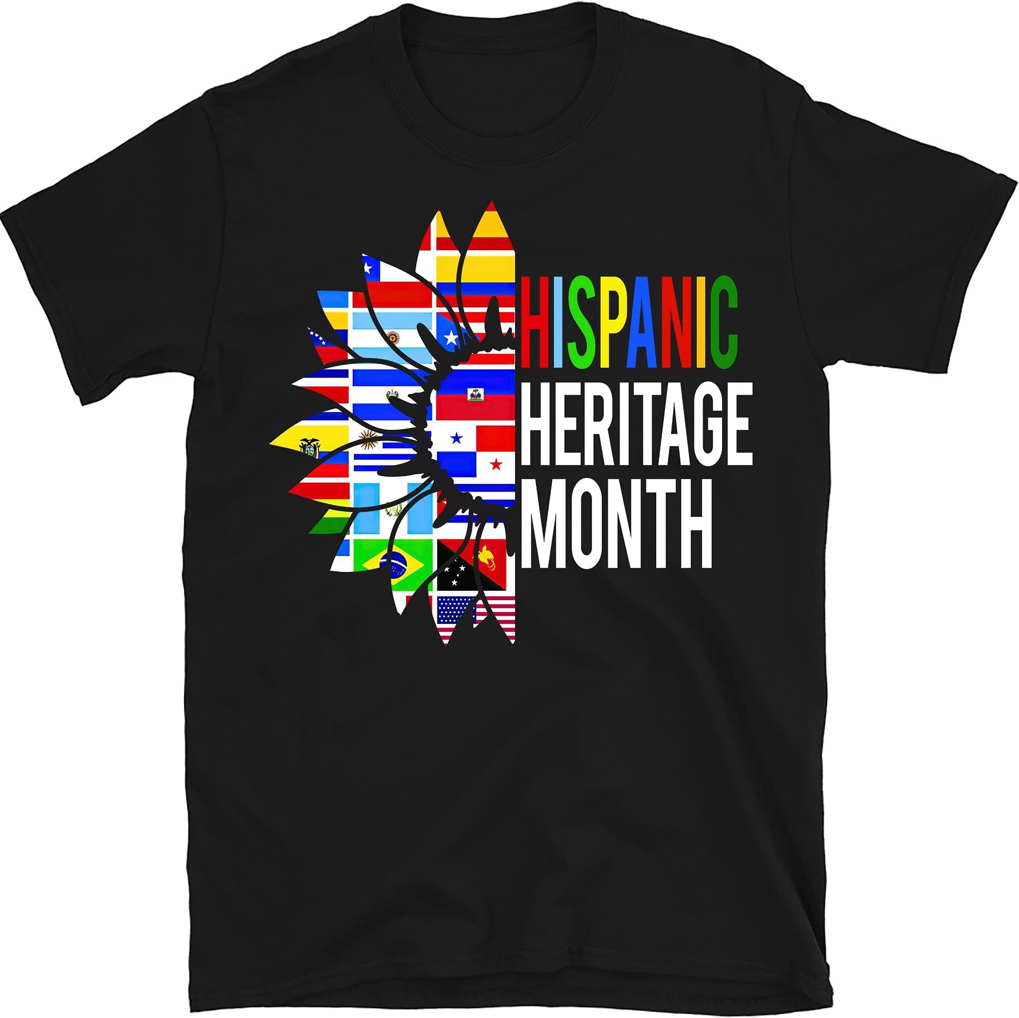 National Hispanic Heritage Month Decoration Flags Sunflower T-Shirt, Hispanic Heritage Shirt – Black/3X-Large