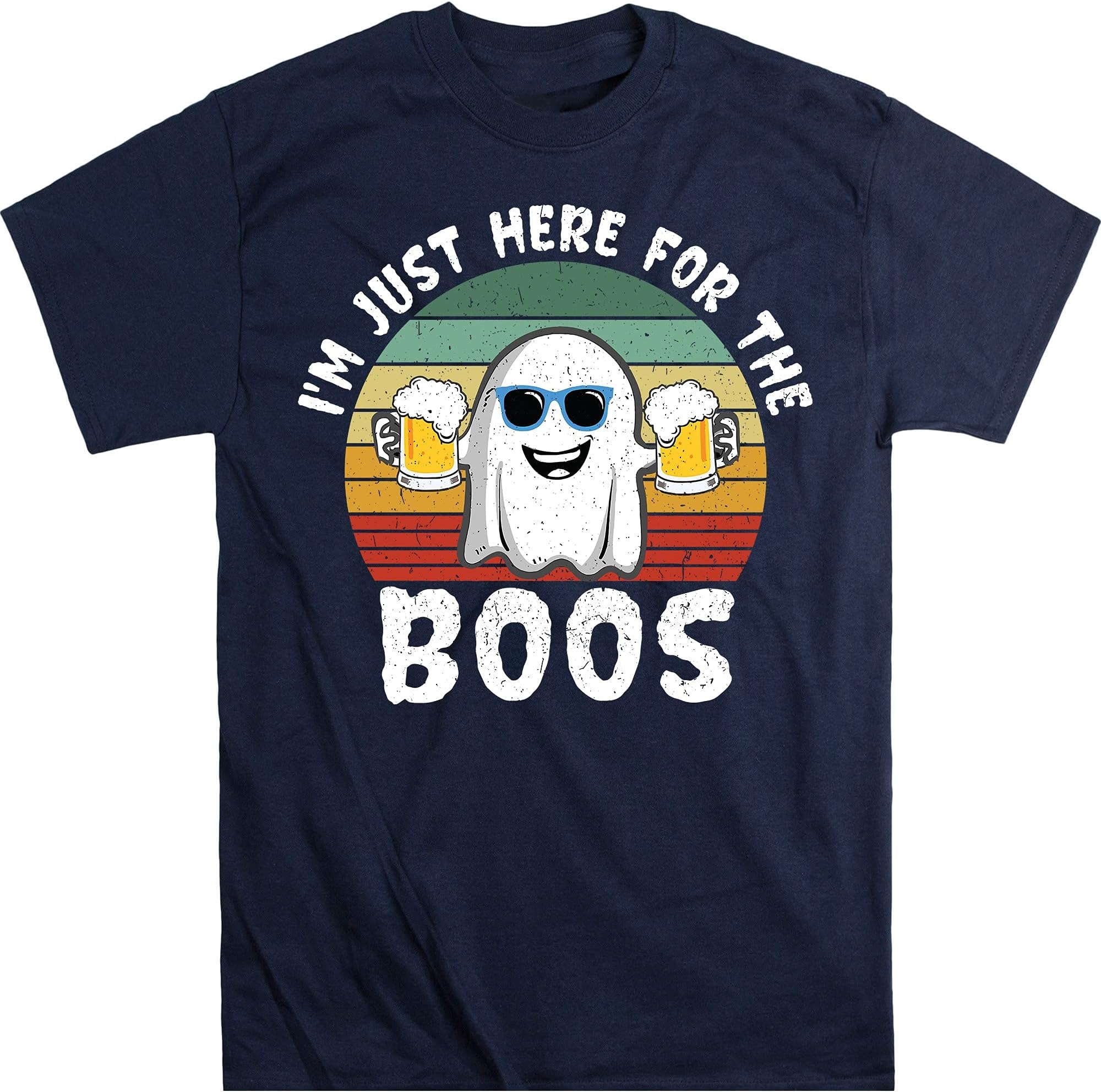 I'm Just Here for The Boos Shirt, Hilarious Halloween T Shirt, Funny Halloween Costume, Vintage Boo Shirt – Navy/4X-Large