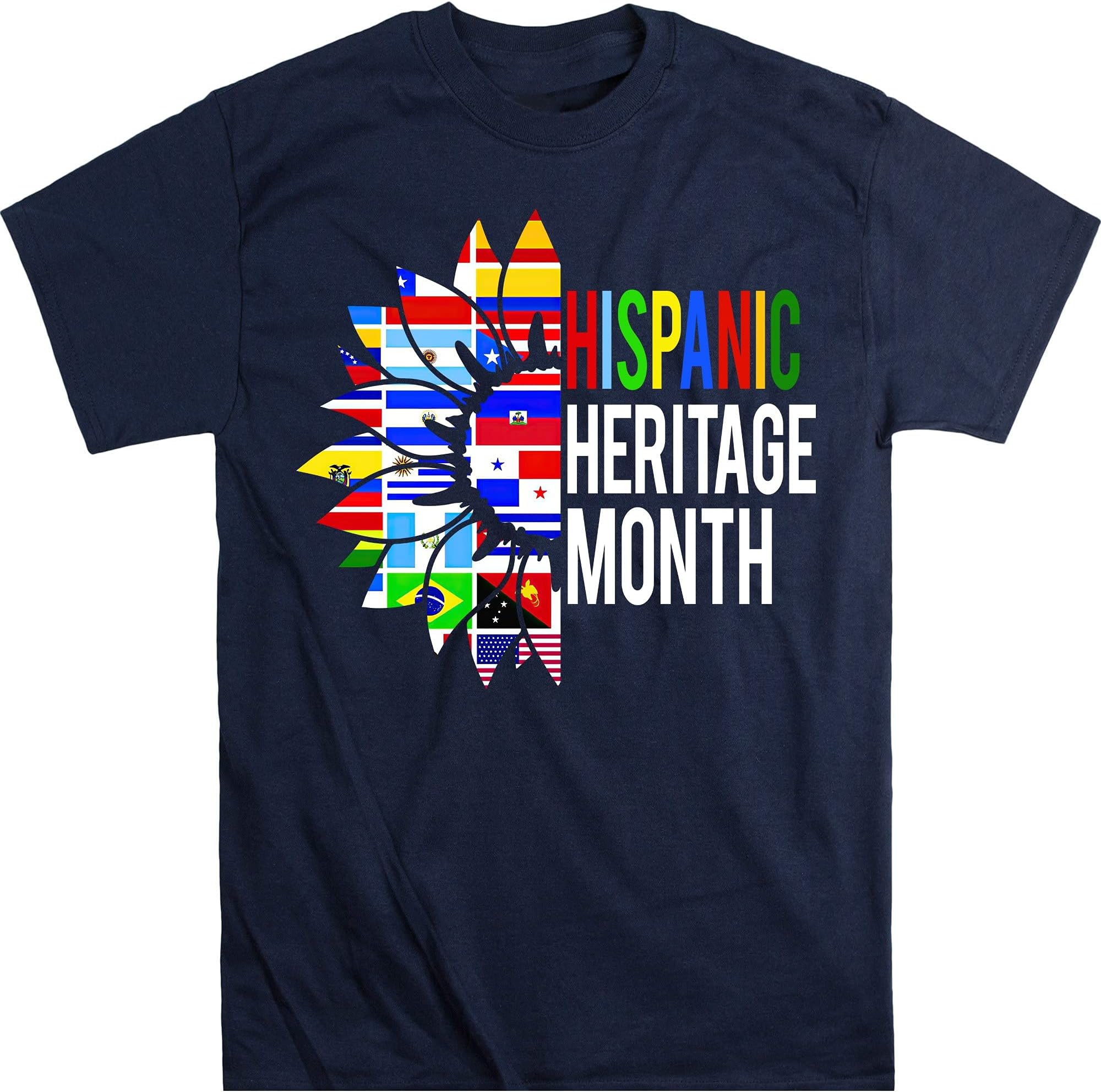 National Hispanic Heritage Month Decoration Flags Sunflower T-Shirt, Hispanic Heritage Shirt – Navy/3X-Large