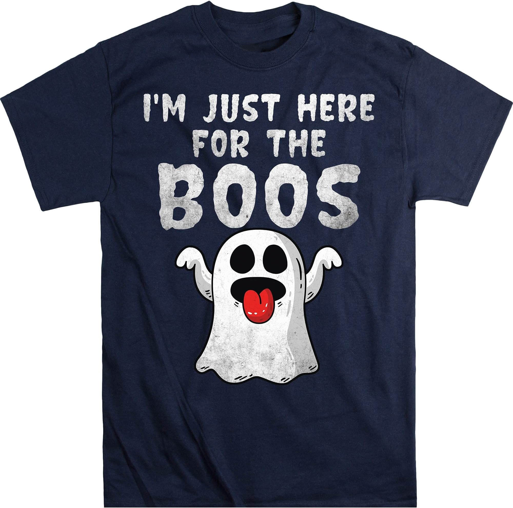 I'm Just Here for The Boos Shirt, Hilarious Halloween T Shirt, Funny Halloween Costume – Navy/Medium
