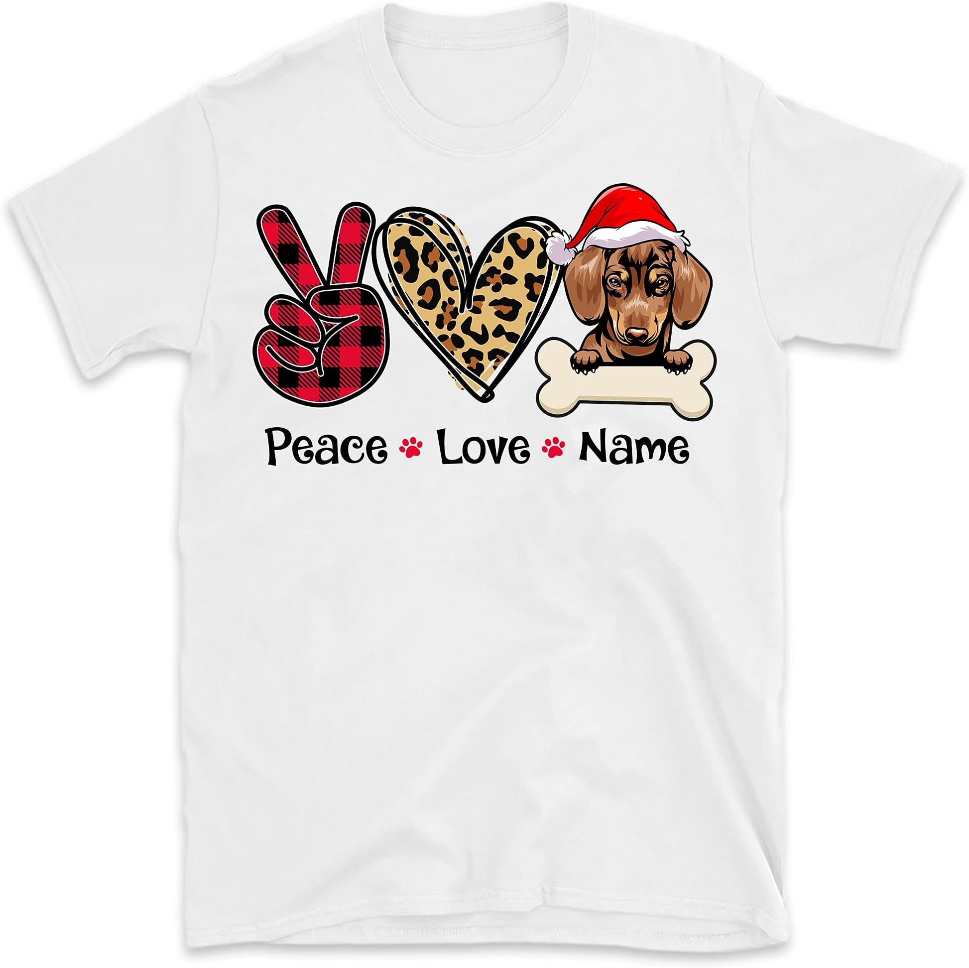 Personalized Christmas Dog Mom T Shirt, Peace Love Dog Shirt, Merry Christmas Dog Girl Shirt, Funny Dog Lover Christmas Shirts