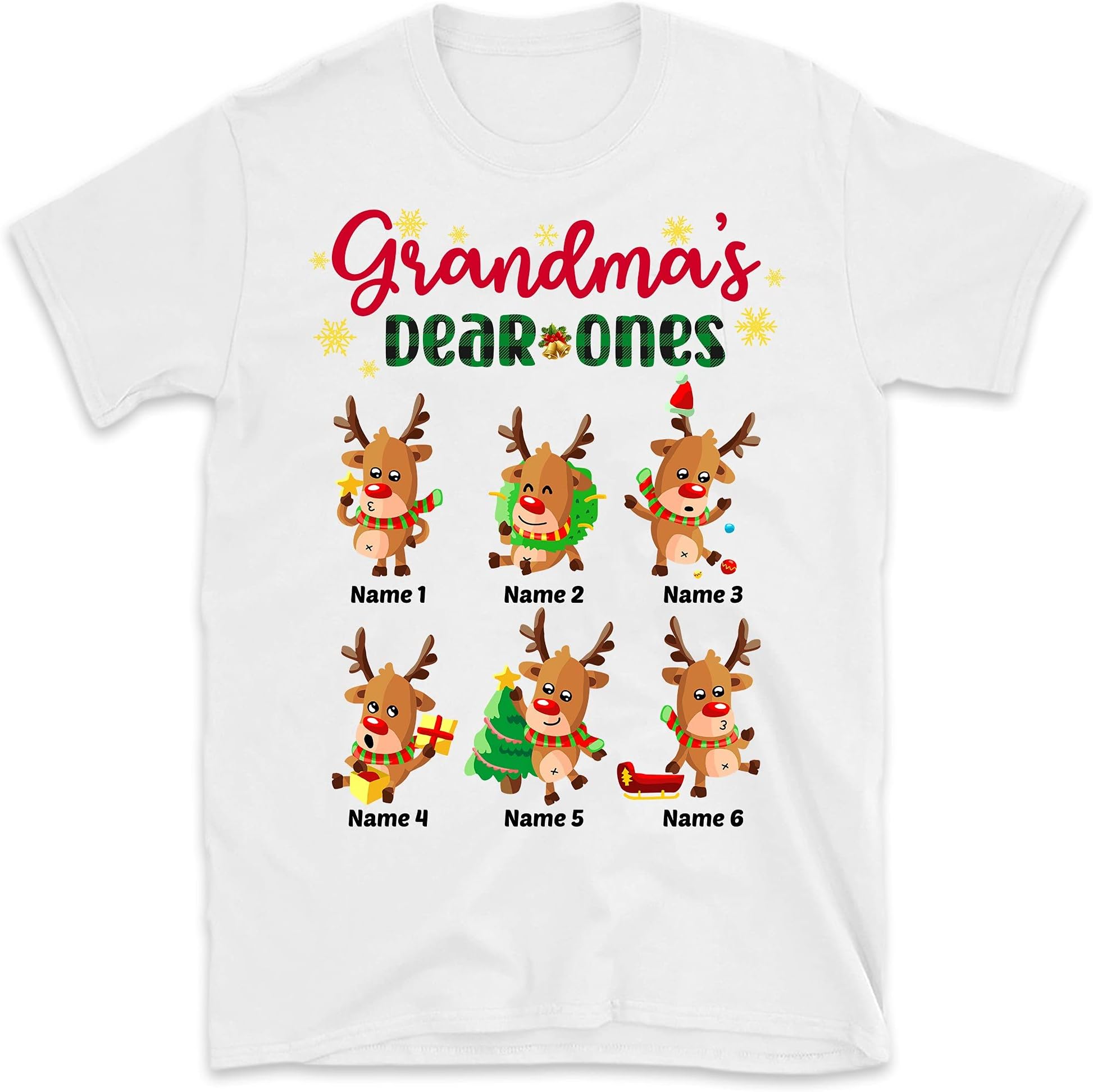Personalized Grandma Dear Ones Shirt, Custom Grandkids Reindeers Grandma T Shirt, for Grandma, Grandpa, Mom, Dad, Merry Christmas, Grandma Tee Multicolored
