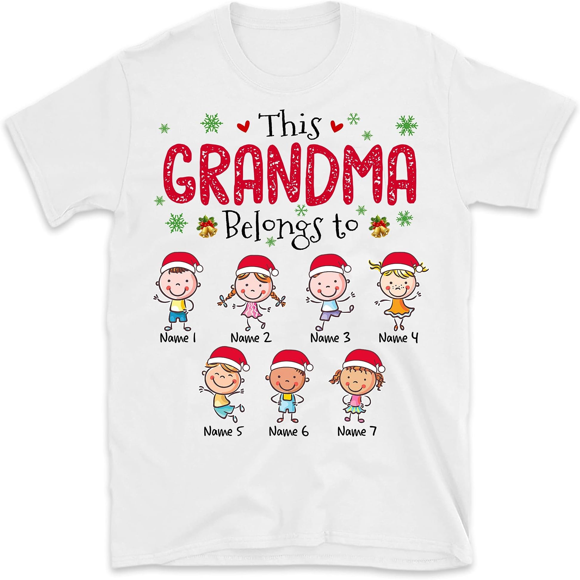 Personalized Grandma Christmas Shirt, Custom Grandkids Grandpa T Shirt, for Nana, Mom, Dad, This Grandma Belongs to Grandkids Names Shirts, Multicolored