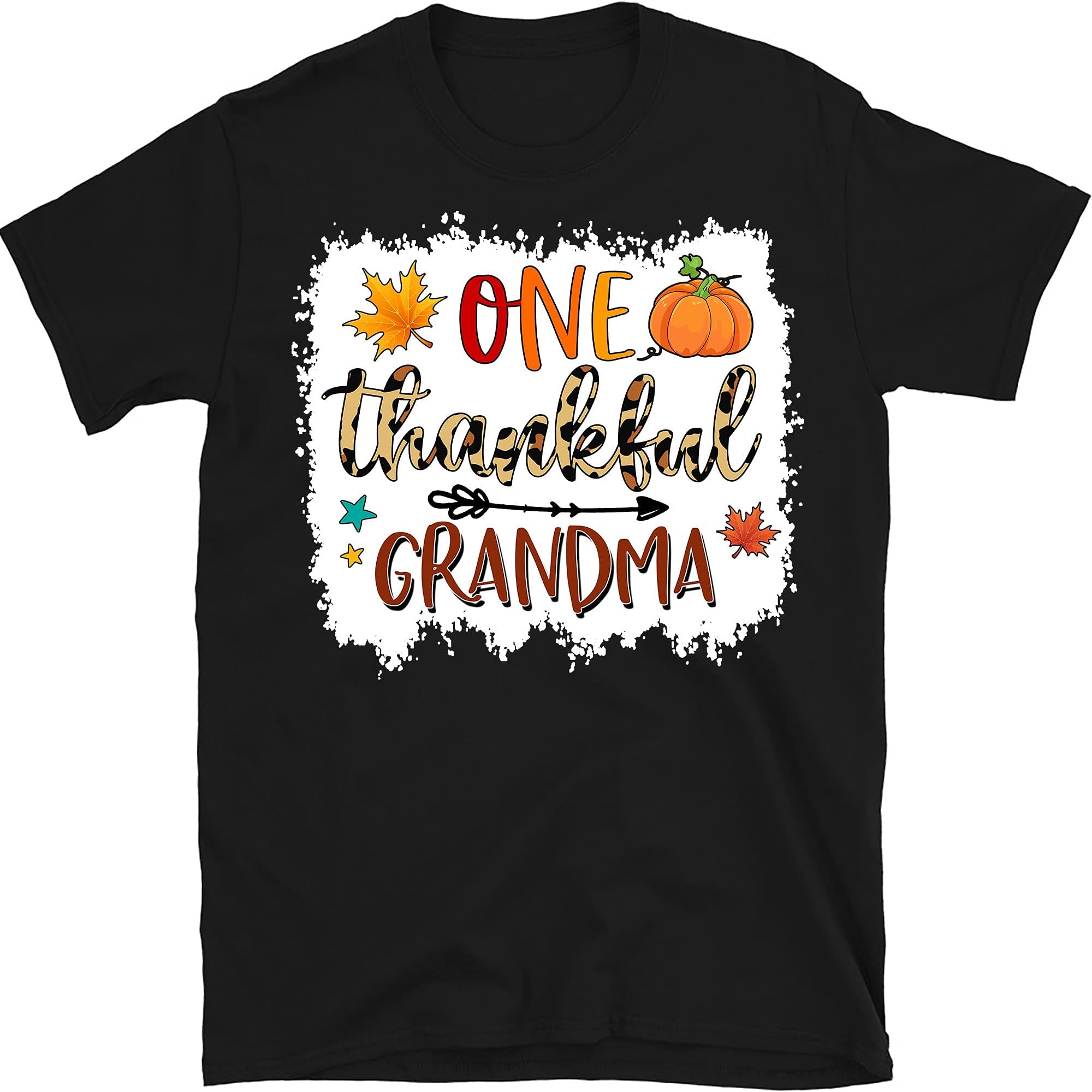 One Thankful Grandma Thanksgiving T-Shirt, Fall Autum Nana Mom Shirts, Gift for Mom Gigi – Black/3X-Large