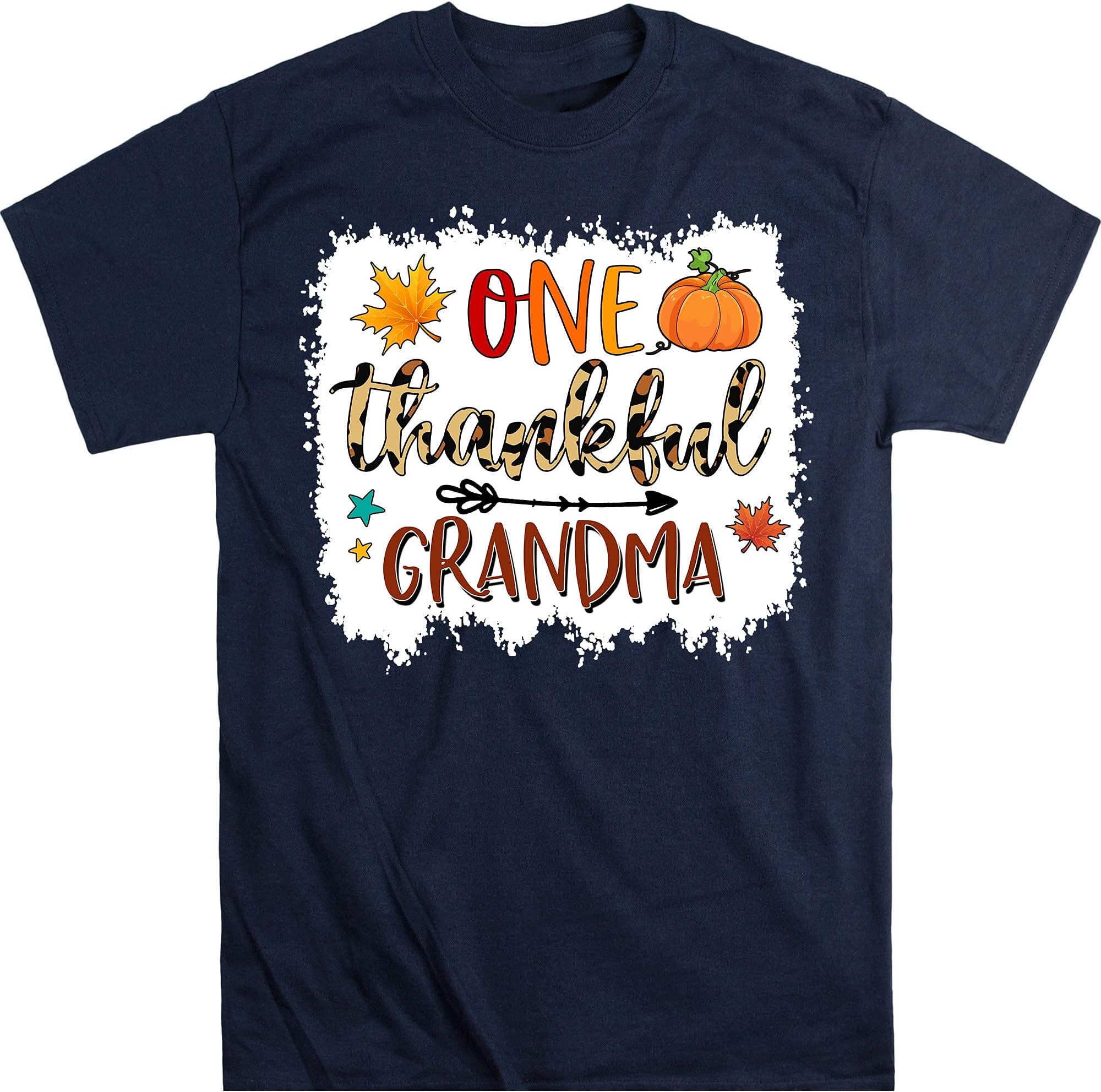 One Thankful Grandma Thanksgiving T-Shirt, Fall Autum Nana Mom Shirts, Gift for Mom Gigi – Navy/X-Large