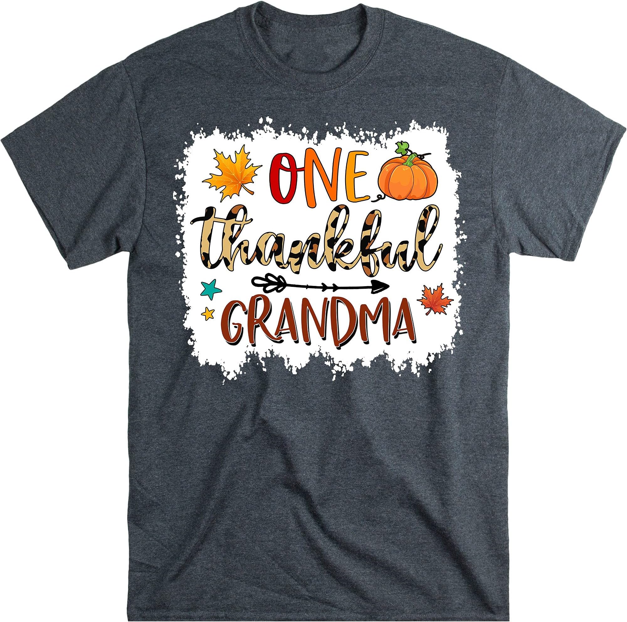 One Thankful Grandma Thanksgiving T-Shirt, Fall Autum Nana Mom Shirts, Gift for Mom Gigi – Dark Heather/XX-Large