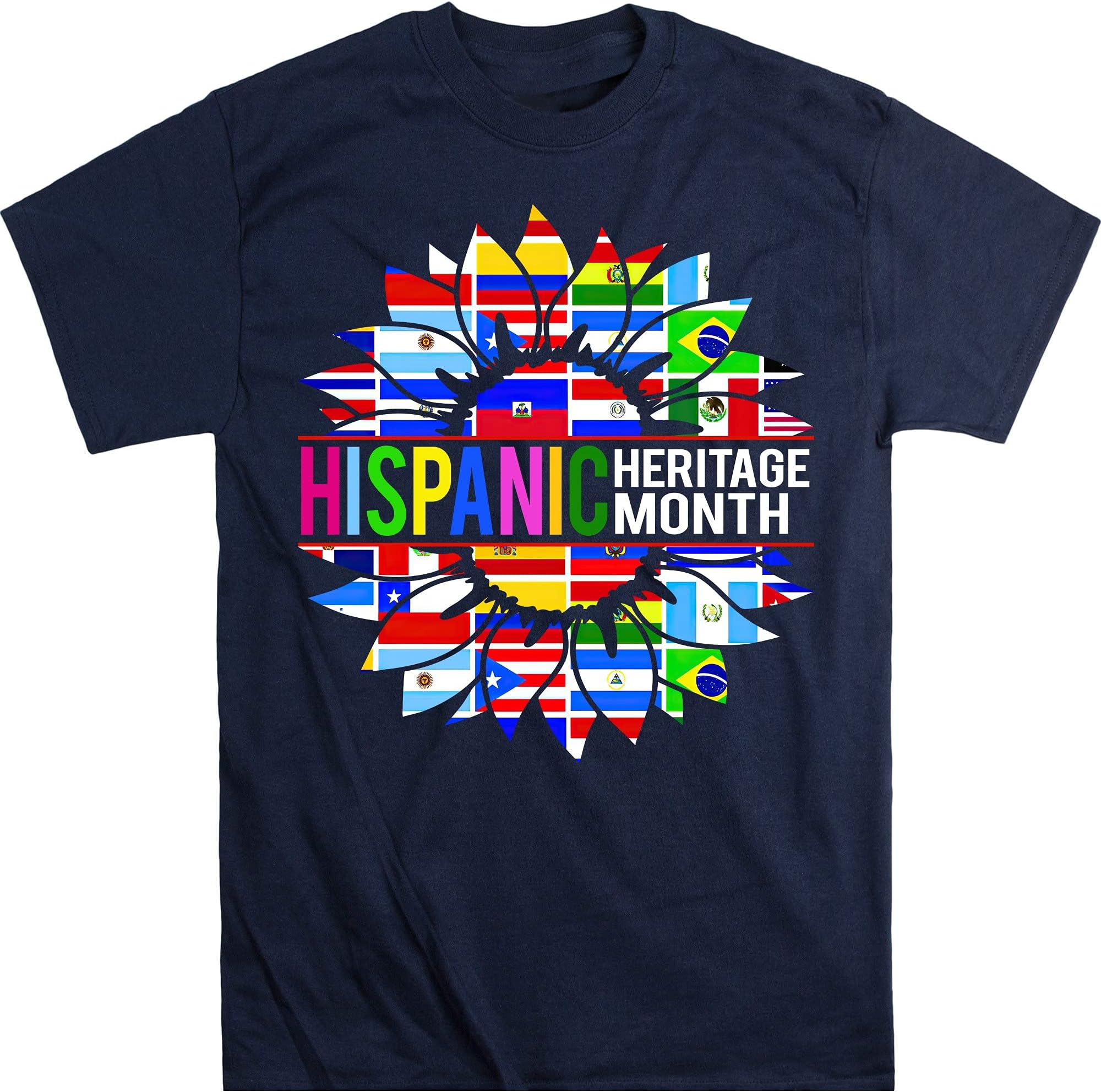 National Hispanic Heritage Month Decoration Flags Sunflower T-Shirt, Hispanic Heritage Shirts – Navy/XX-Large