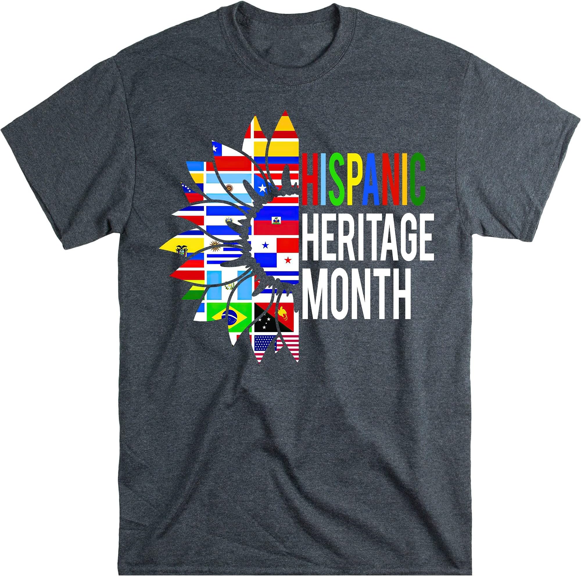 National Hispanic Heritage Month Decoration Flags Sunflower T-Shirt, Hispanic Heritage Shirt – Dark Heather/4X-Large