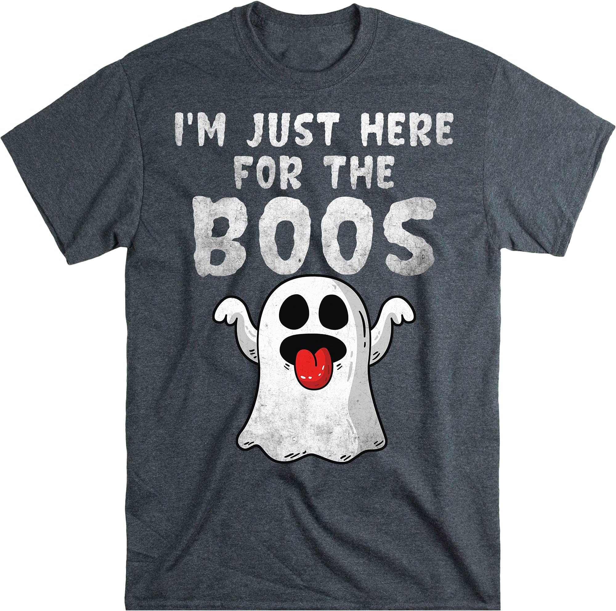 I'm Just Here for The Boos Shirt, Hilarious Halloween T Shirt, Funny Halloween Costume – Dark Heather/Large