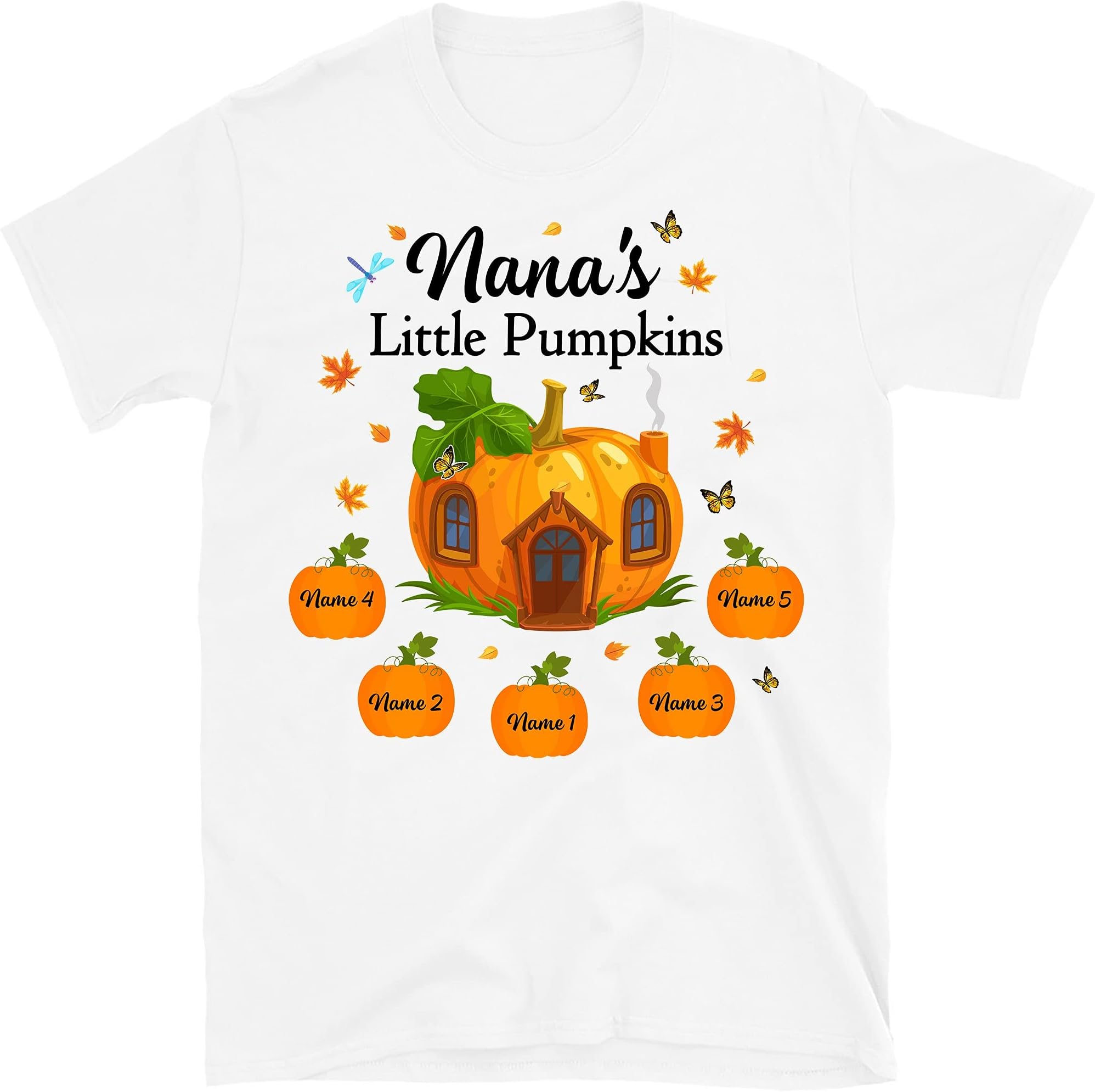 Personalized Fall Halloween Grandma's Little Pumpkin Shirt, Custom Grandma Shirt with Grandkid's Names, Gift for Nana Mom