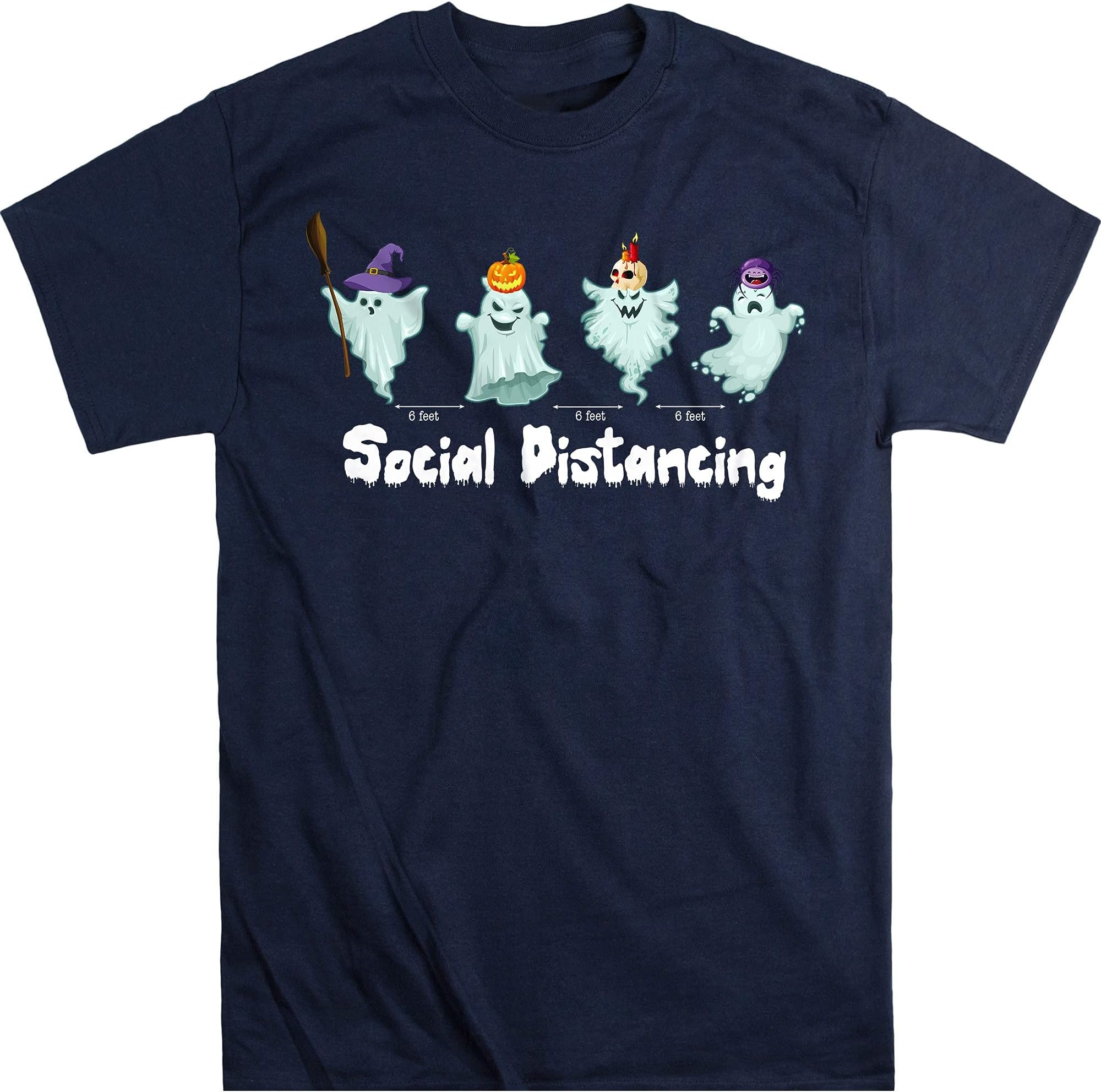 Social Distancing Shirt Funny Quarantine Corona Shirt- Funny Ghost Halloween Costume Gift Shirt – Navy/3X-Large