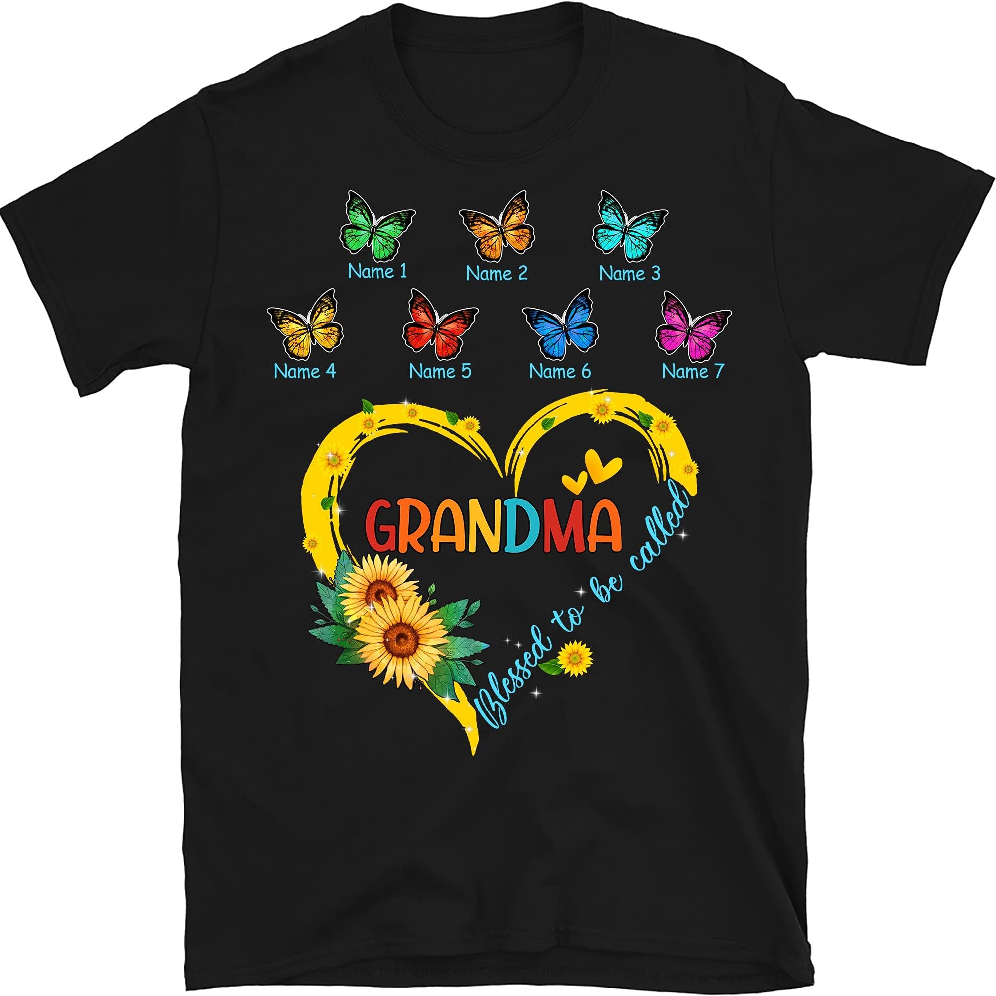 Personalized Grandma Bee Sunflowers T-Shirt, Custom Nana Shirt with Kid's Names, Bee Lovers Sunflowers Lover Shirt, Gift for Grandma Nana