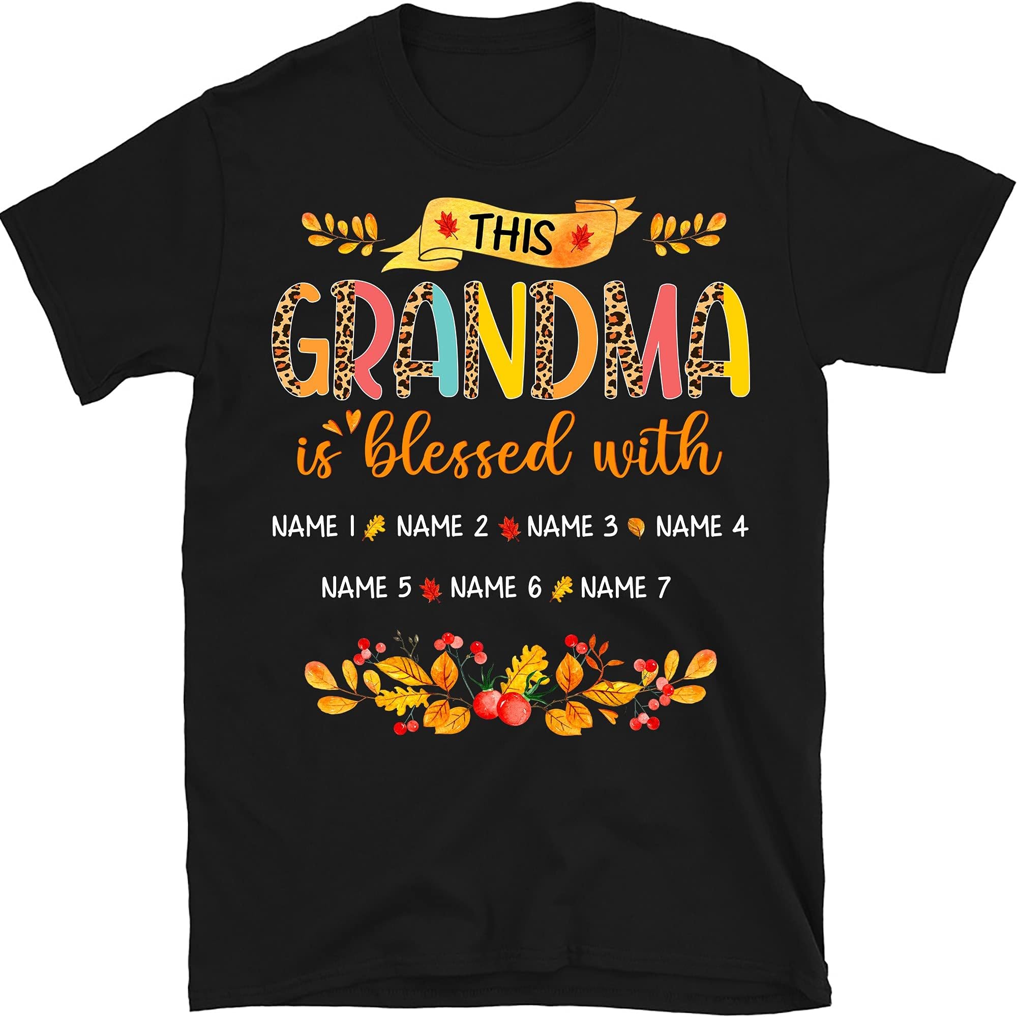 Grandma Shirt with Grandkids Names Grandma and Grandkids Shirt Personalized Grandma Shirt Grandma and Grandchildren Shirt, Multicolor