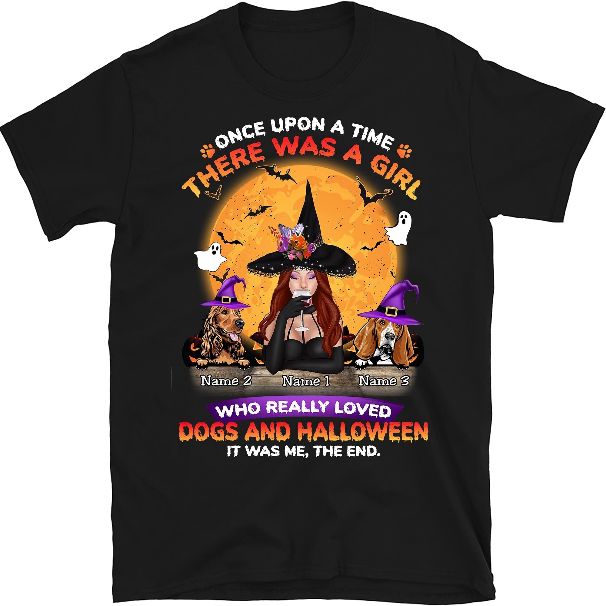 Personalized Dog Mom Halloween T Shirt, Halloween Witch Dog Girl Shirt, Gift for Halloween Dog Lovers – Black