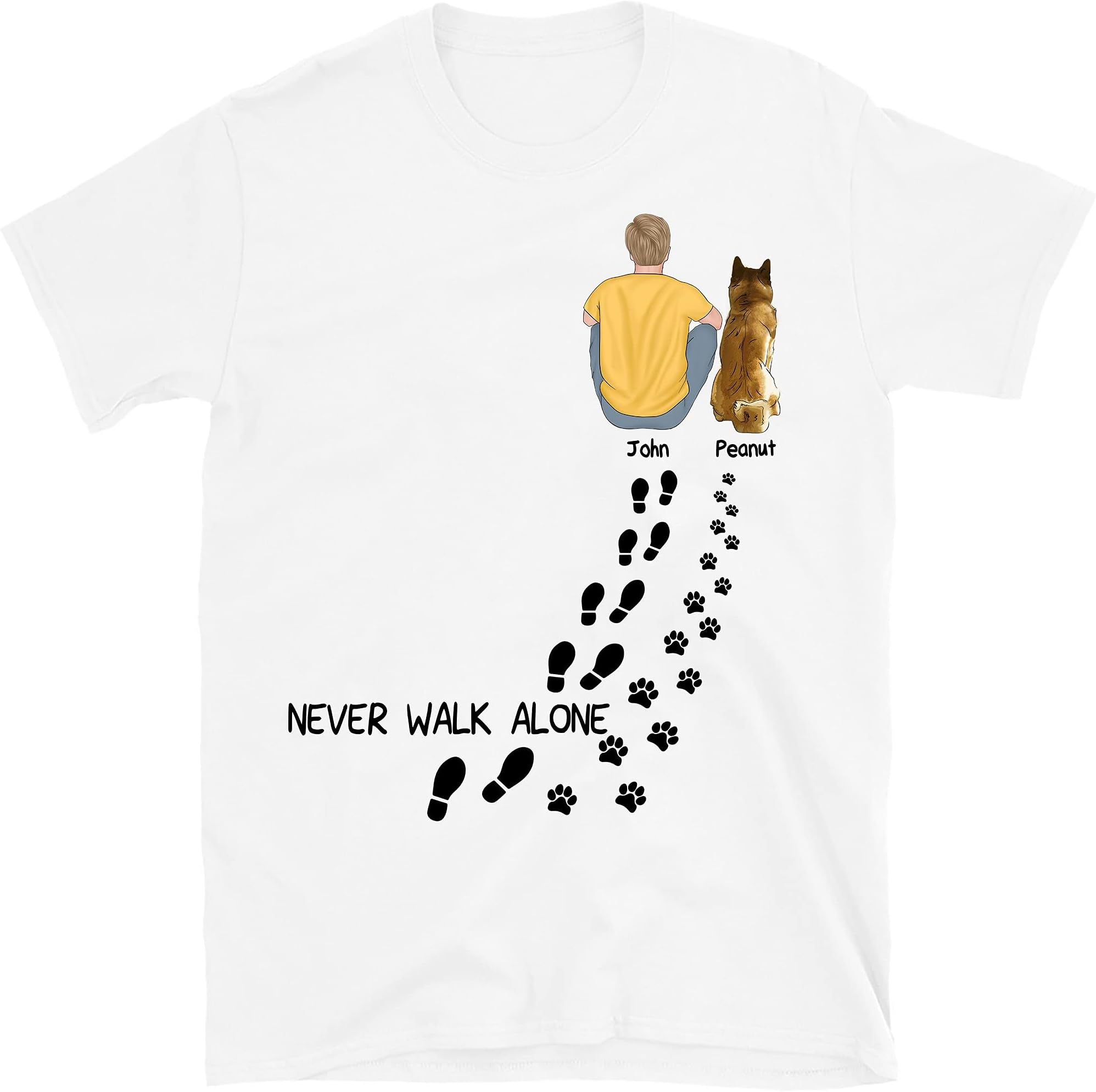 Never Walk Alone Dog Dad Personalized Shirt, Dog Shirt for Men, Dog Lovers Tshirt Multicolored