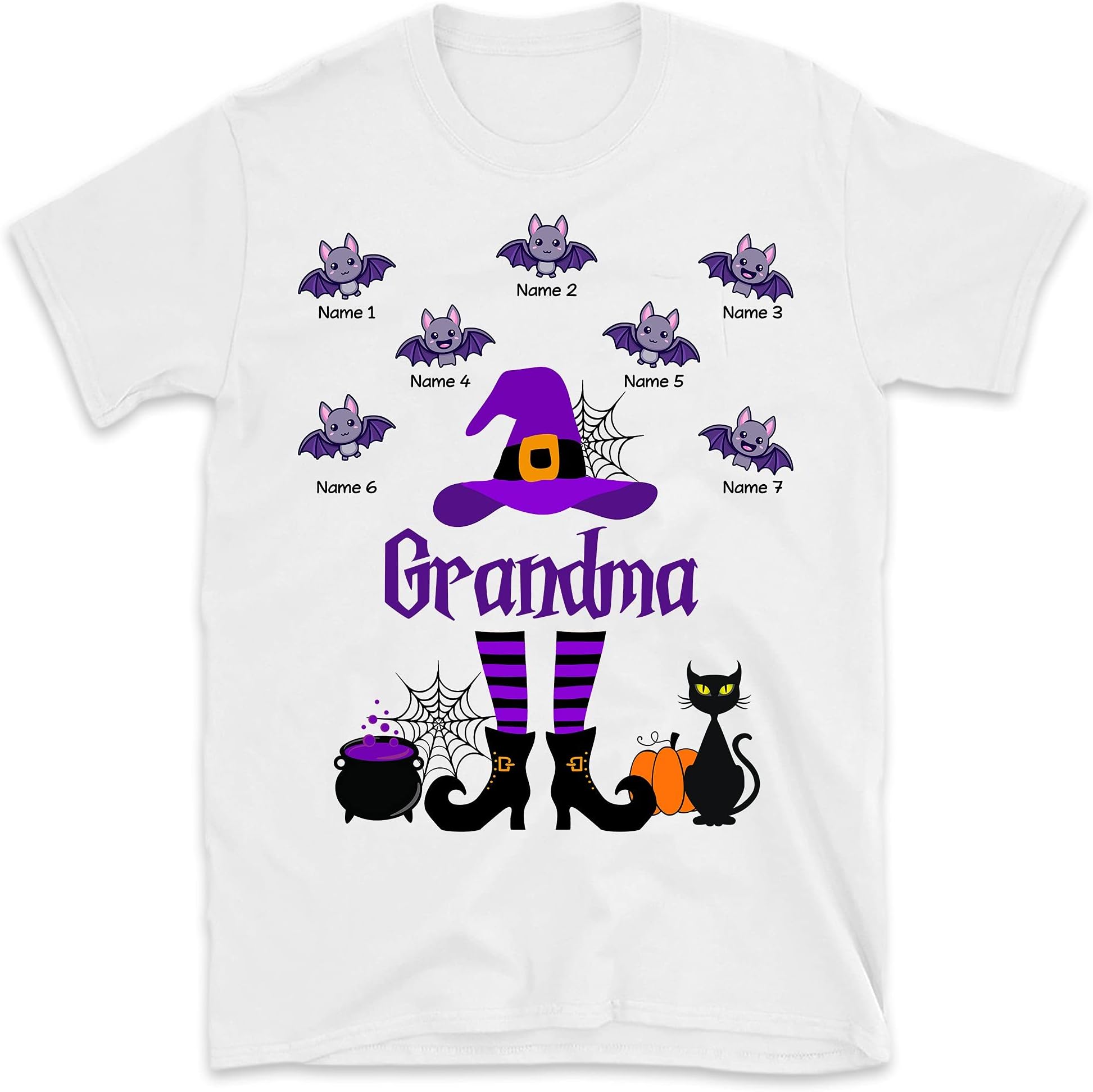 Personalized Grandma Witch Halloween T Shirt, for Nana Mom