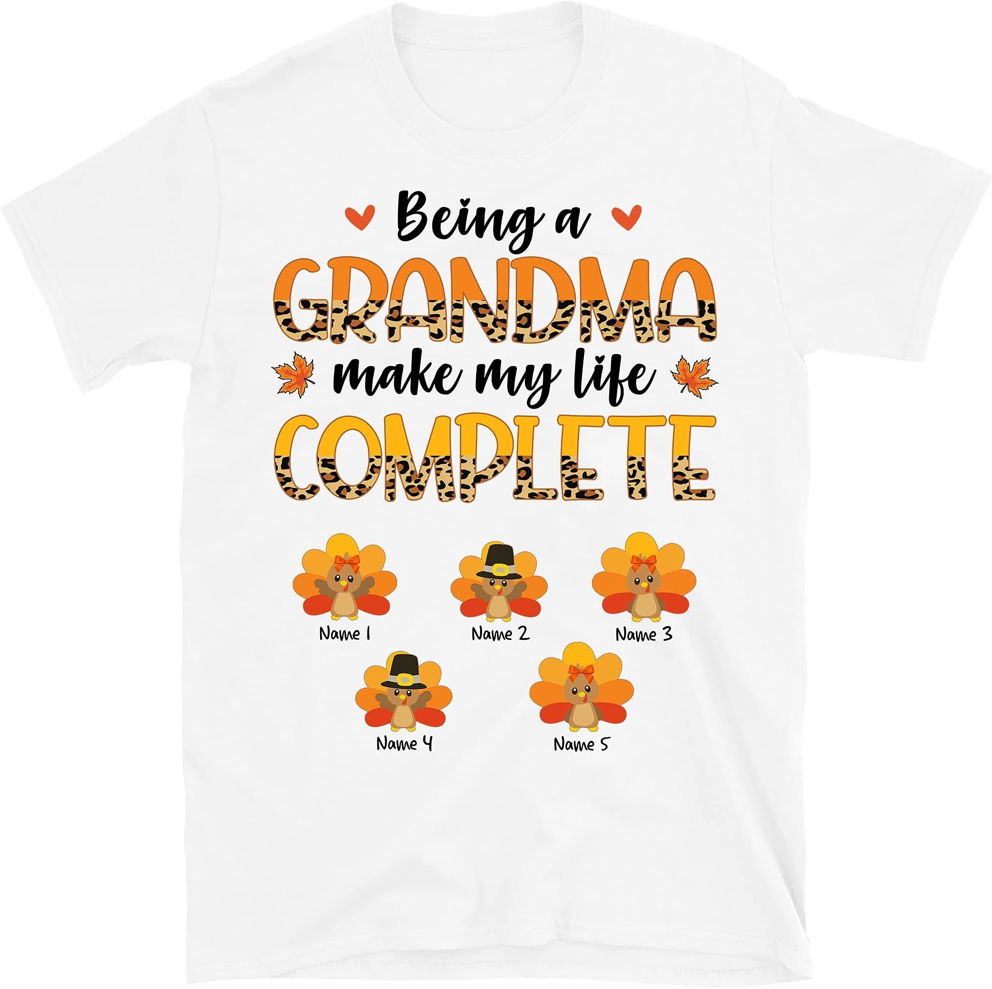 Personalized Fall Grandma Thanksgiving T-Shirt, Customized Nana's Little Turkeys, Mom Mama Shirt