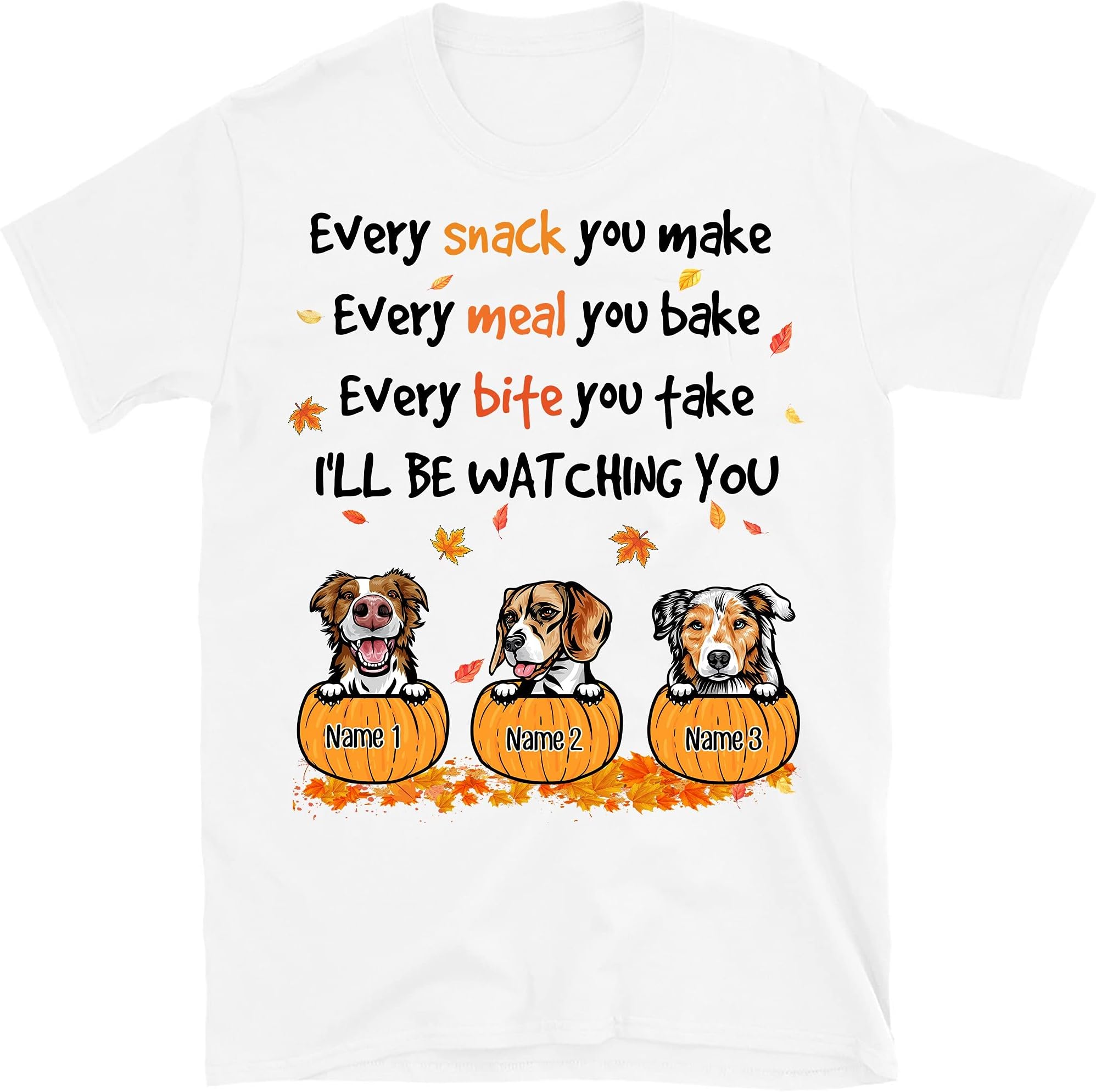 Personalized Fall Halloween Pumpkin Dog Mom T-Shirt, Funny Dog Lovers Shirt Women's Shirt Dog Names T-Shirt