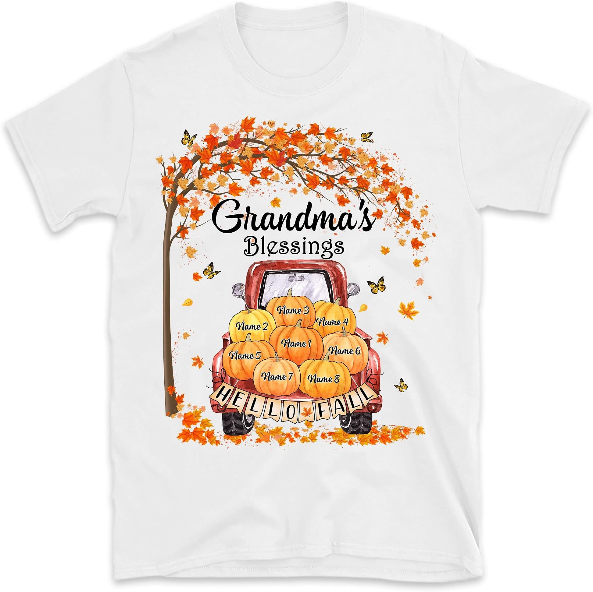 Personalized Fall Halloween Grandma's Pumpkin Blessings Shirt, Custom Grandma Shirt with Grandkid's Names, Gift for Grandma
