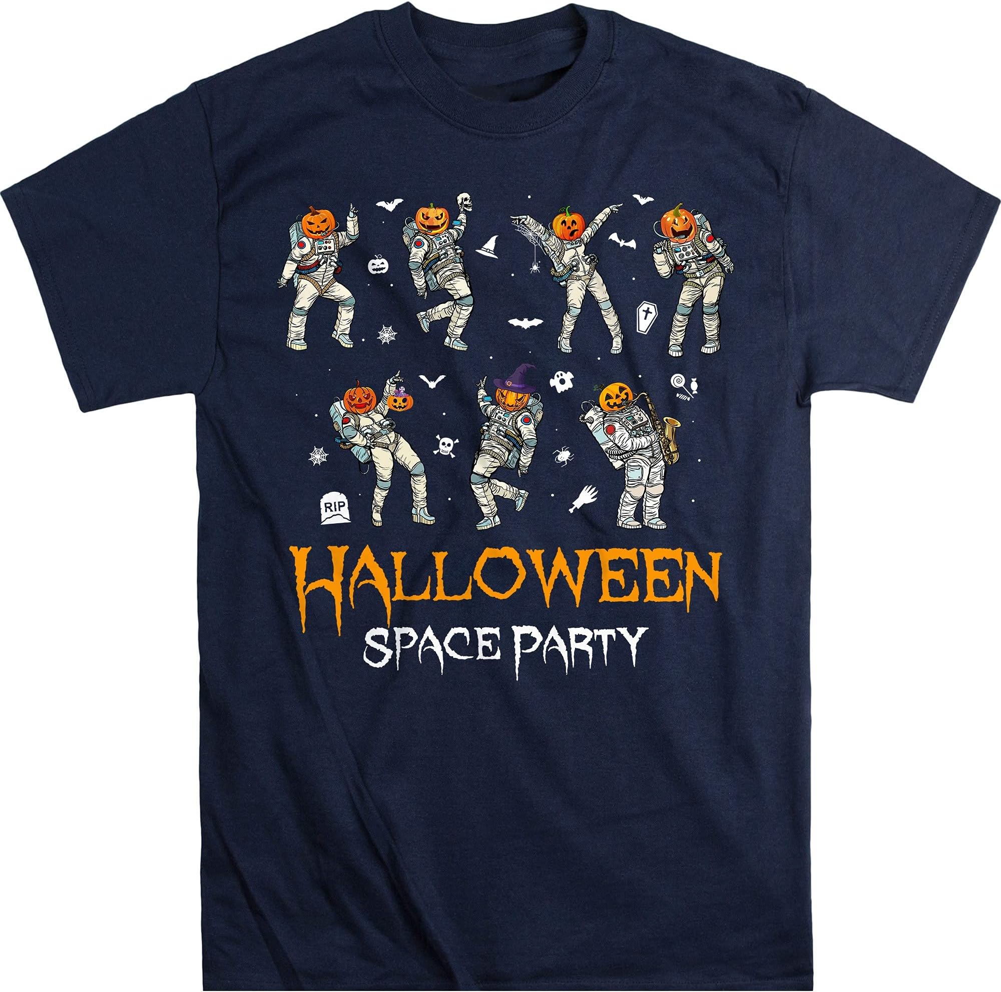 Halloween Space Party Shirt, Funny Astronaut Halloween Party Night Tees, Gift for Halloween – Navy/Large