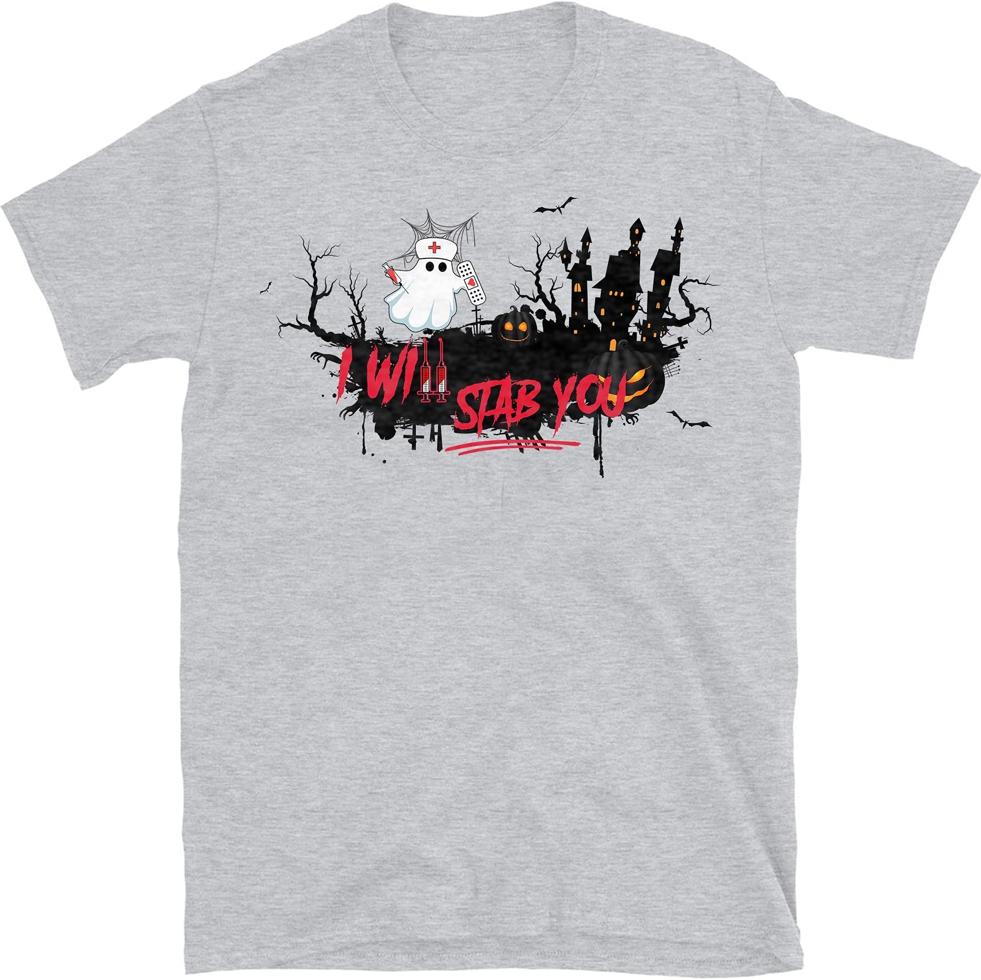 I Will Stab You Funny Cute Nurse Boo – Funny Nurse Halloween Costume Gift Shirt – Sport Grey/XX-Large