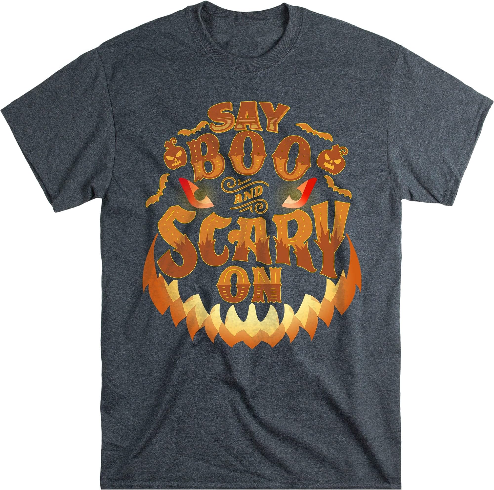Halloween! Say Boo and Scary on – Sarcasm Cute Pumpkin Face Halloween Costume Gift Shirt – Dark Heather/Medium