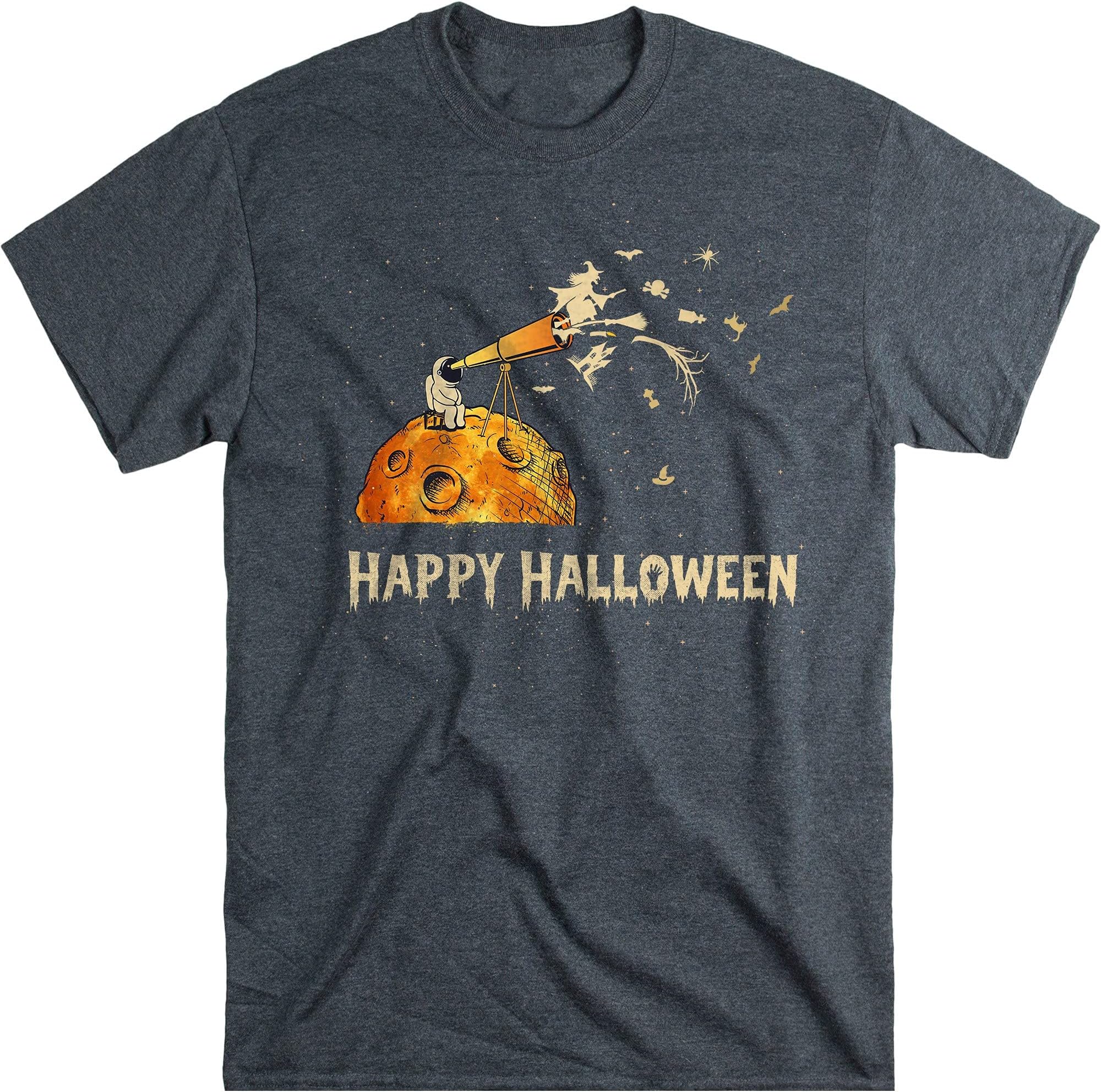Funny Halloween Astronaut Telescope Shirt, Shirt for Halloween, Dark Heather/Large
