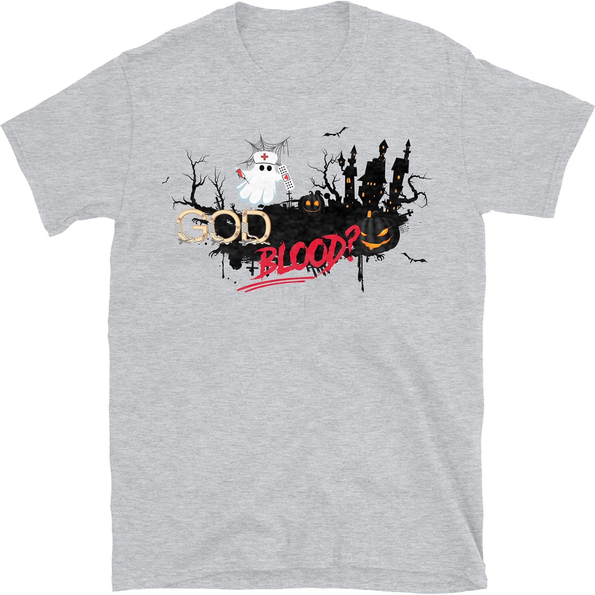God Blood Funny Cute Nurse Boo – Funny Nurse Halloween Costume Gift Shirt – Sport Grey/XX-Large