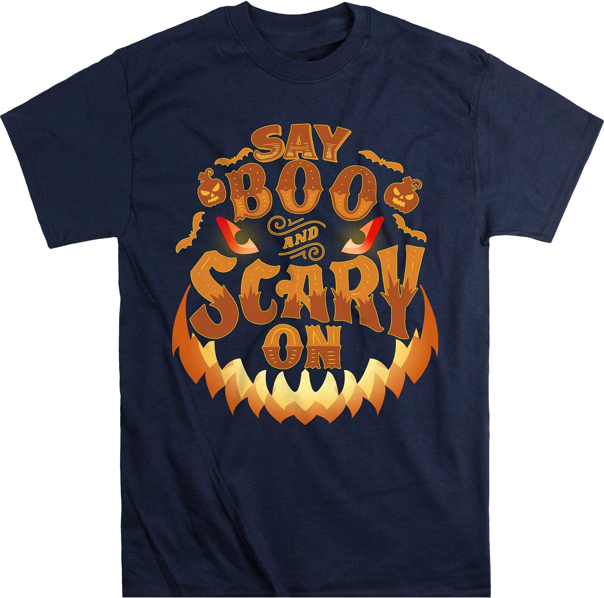 Halloween! Say Boo and Scary on – Sarcasm Cute Pumpkin Face Halloween Costume Gift Shirt – Navy/Small