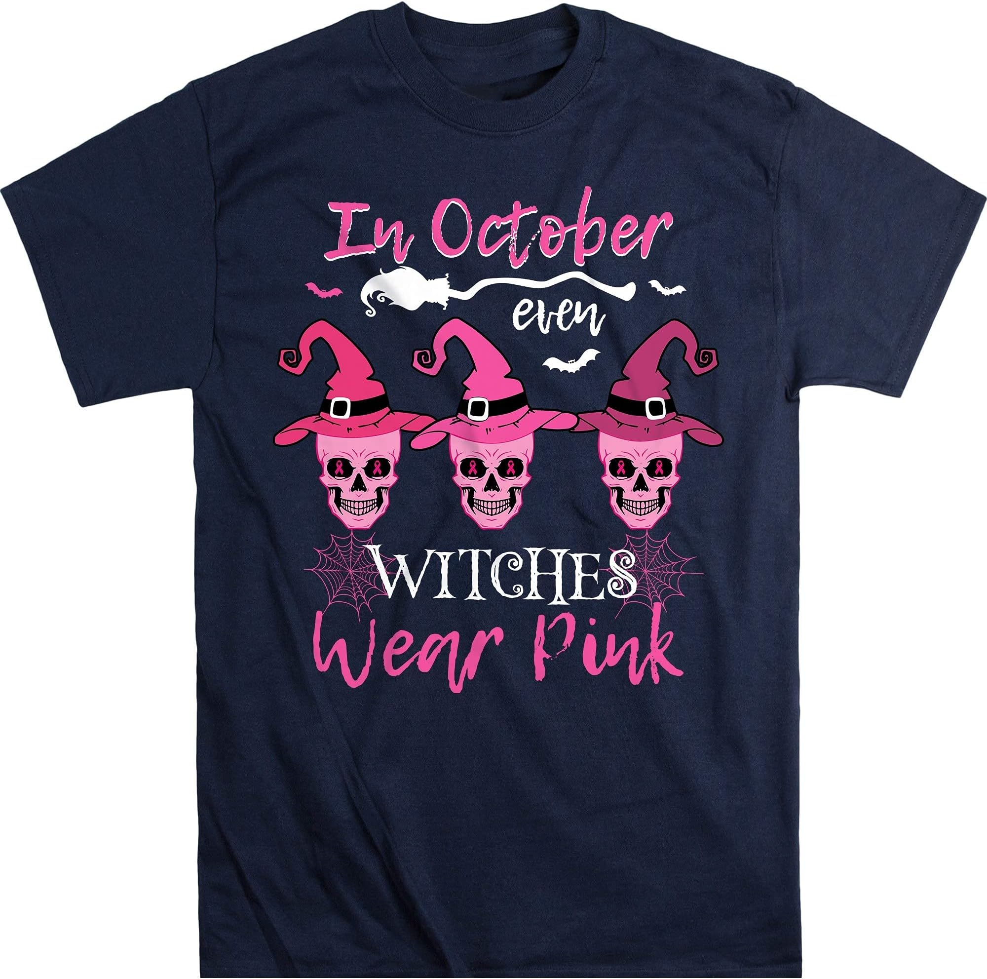 October We Wear Pink Shirt, Even Witch Wear Pink, Cancer Awareness October Breast Cancer – Navy/X-Large