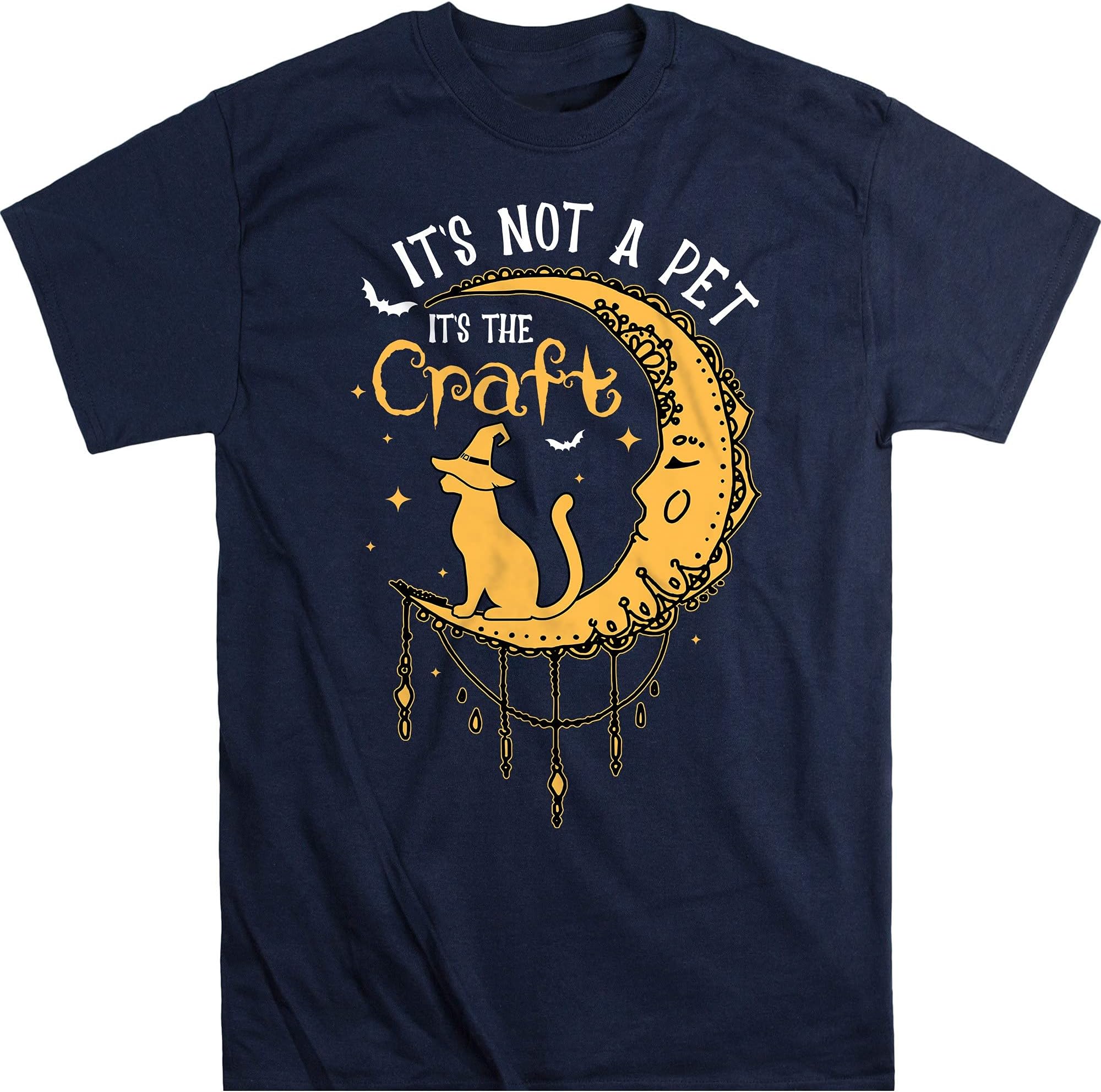It's Not A Pet It's The Craft Shirt, Cat Witch Shirt, Black Crafty Cat Appreciated T-Shirts – Navy/Medium