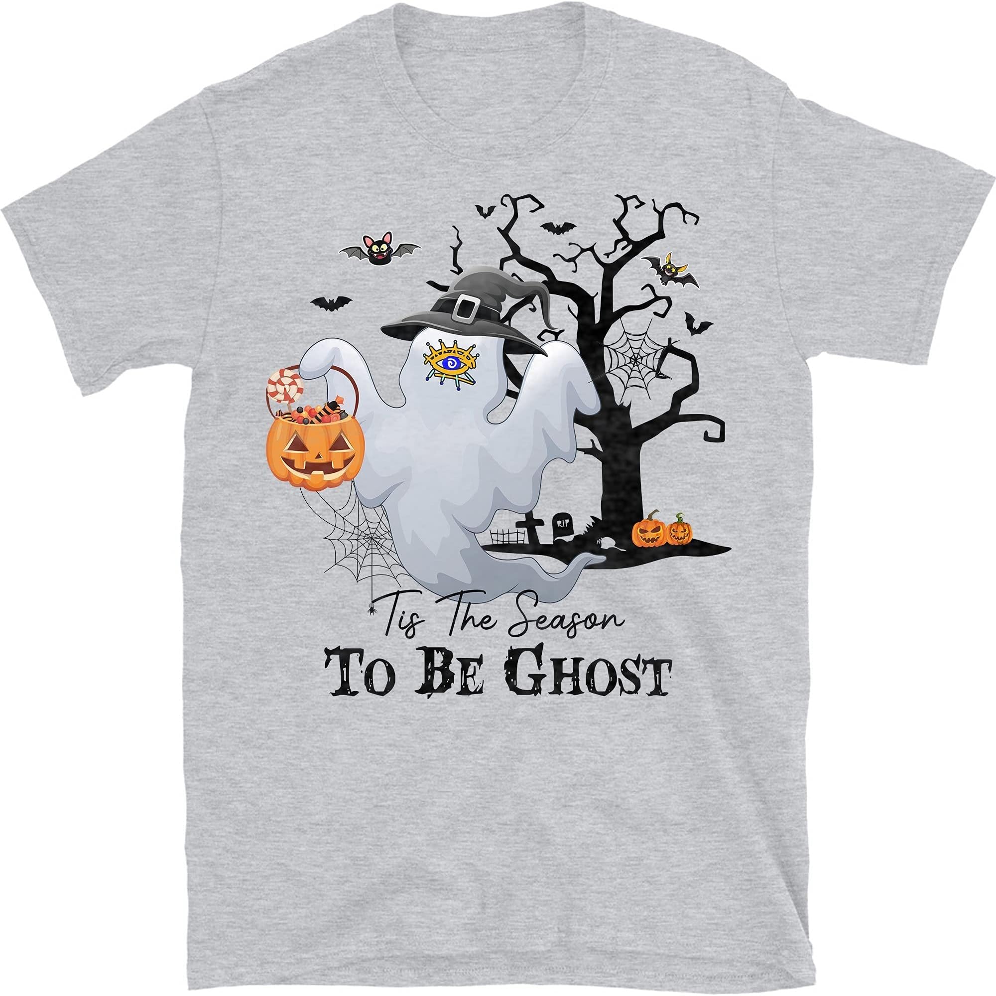 Tis The Season to Be Ghost Shirt, Funny Evil Eye Ghost, Shirt for Evil Eyes Halloween – Sport Grey/Medium