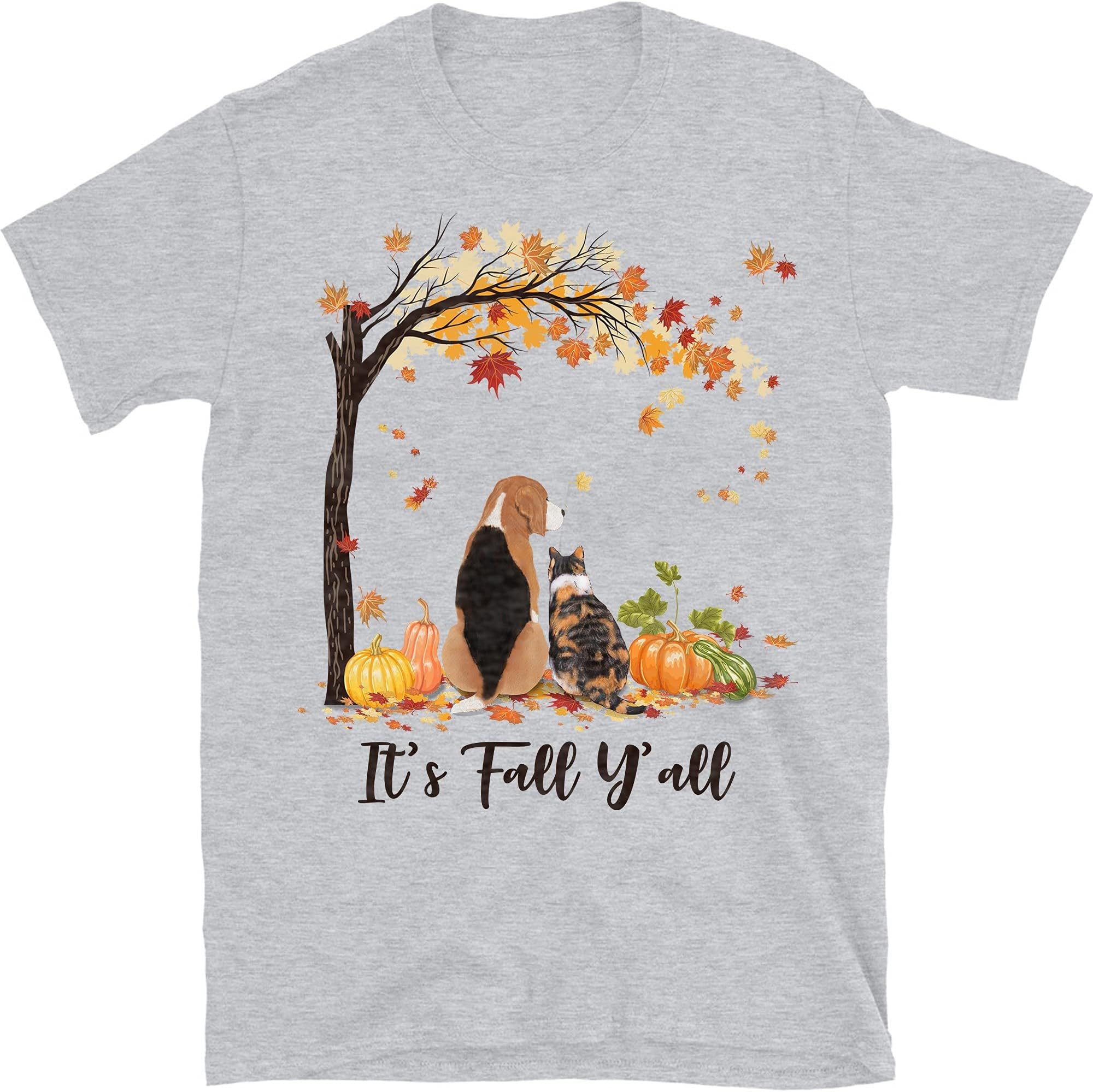 It's Fall Y'all Shirt, Cat and Dog Fall Shirt, Best Gift for Fall Lovers – Sport Grey/3X-Large