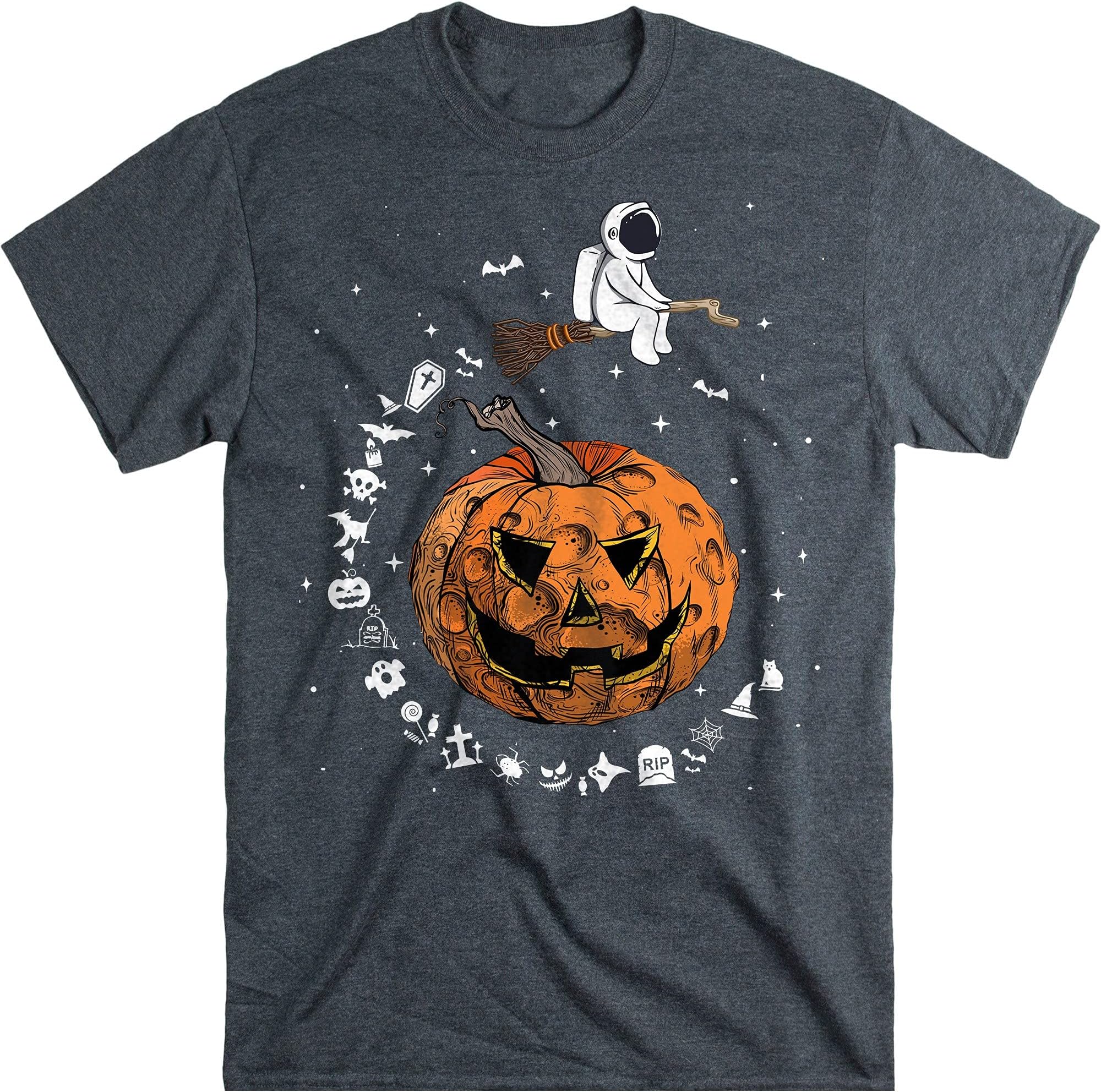Astronaut Witch Shirt, Funny Pumpkin Planet Tees, Funny Shirt for Halloween's Events – Dark Heather/Medium