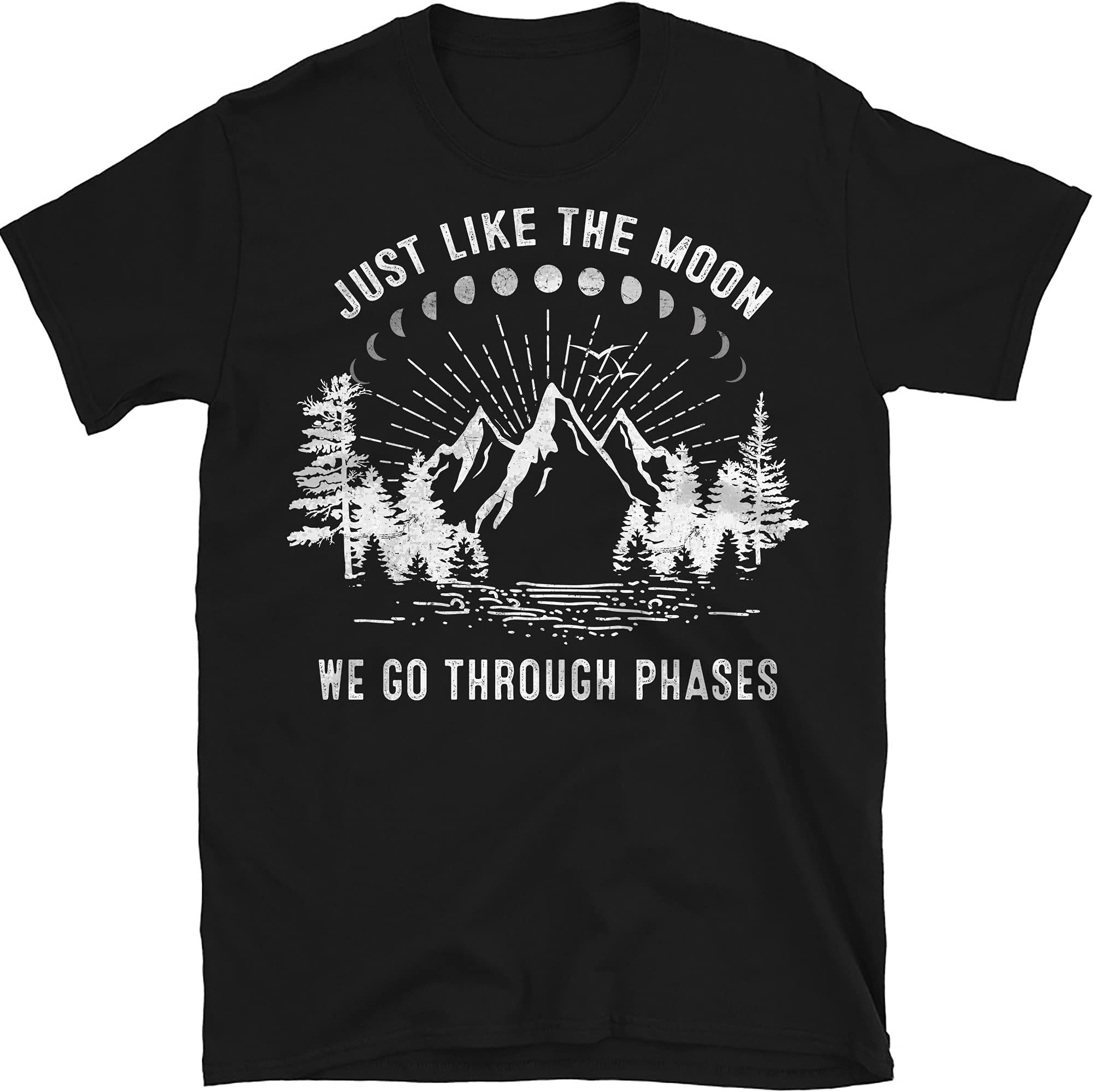 Just Like The Moon – We Go Through Phases, Moon Explore Tees, Natural Adventure Shirt – Black/3X-Large
