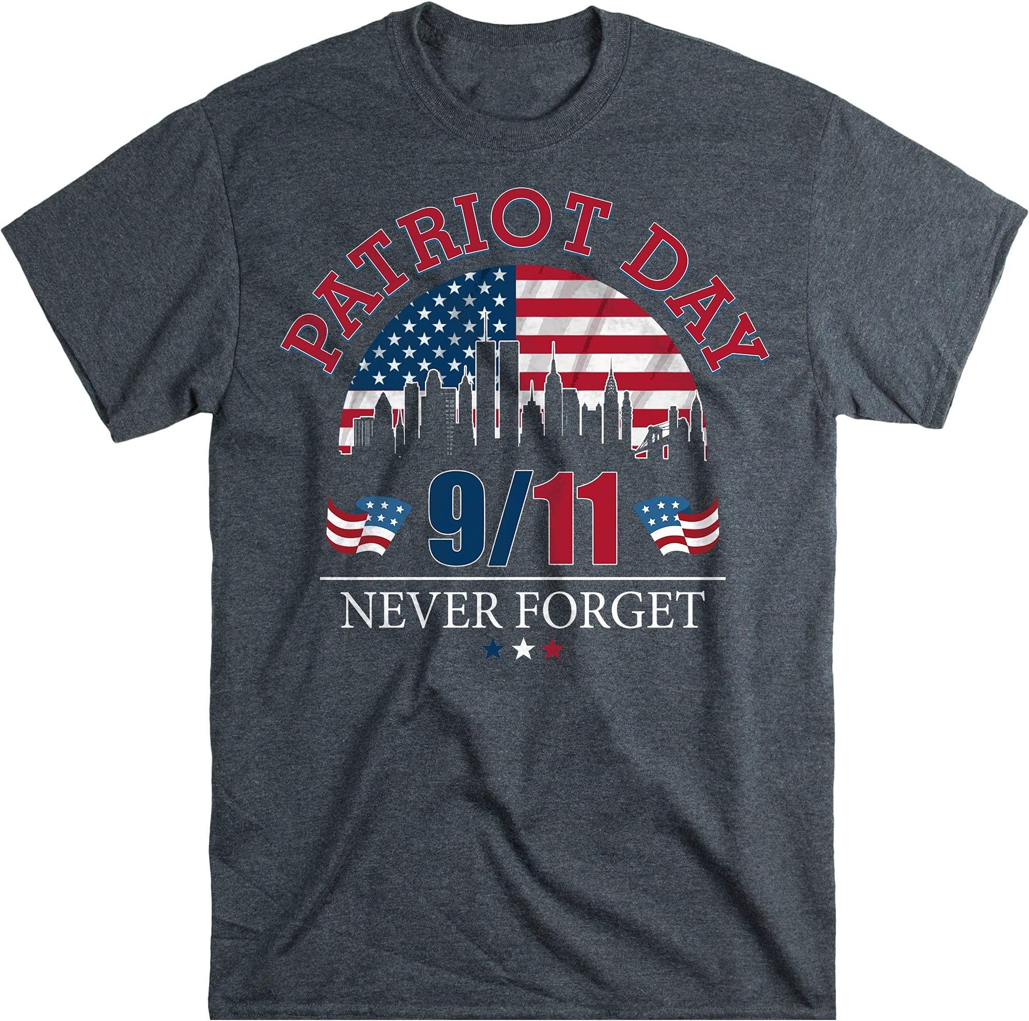 Patriot Day Never Forget, Memorial September 11th Shirt, 20th Anniversary Patriot Day – Dark Heather/Large