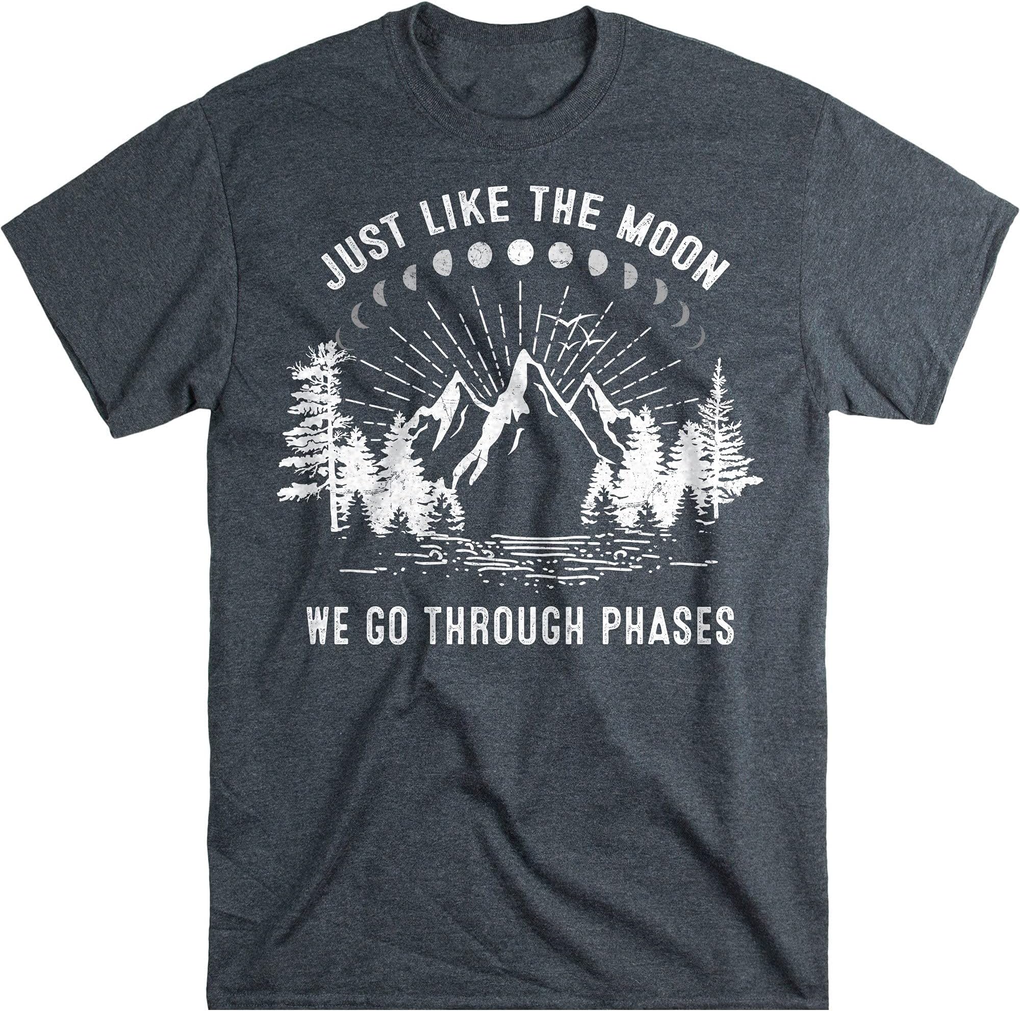 Just Like The Moon – We Go Through Phases, Moon Explore Tees, Natural Adventure Shirt – Dark Heather/3X-Large