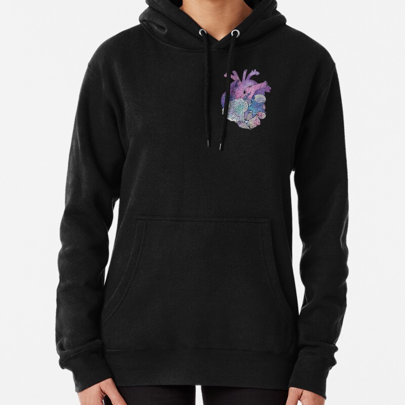  Mermaids Heart  Ocean Inspired Illustration Pullover Hoodie