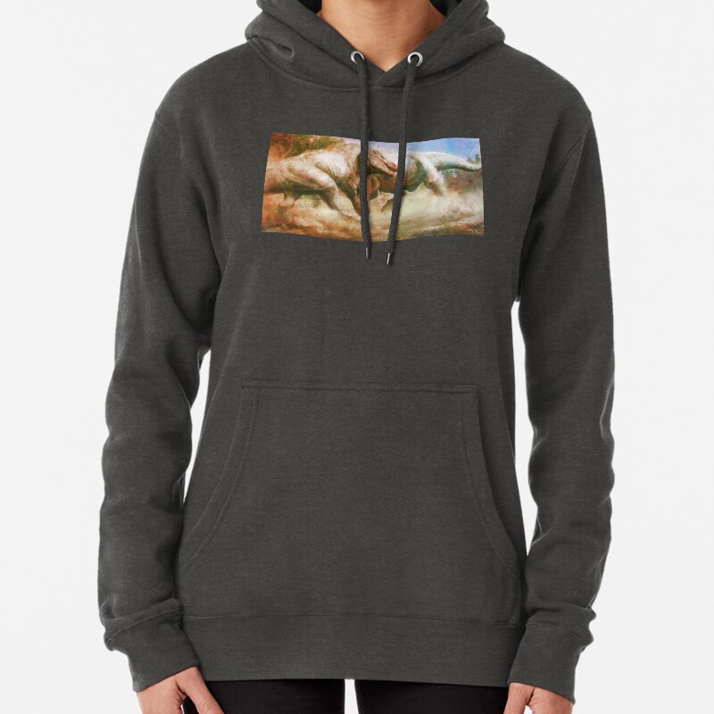 Tyrannosaurus rex head-butts Pullover Hoodie