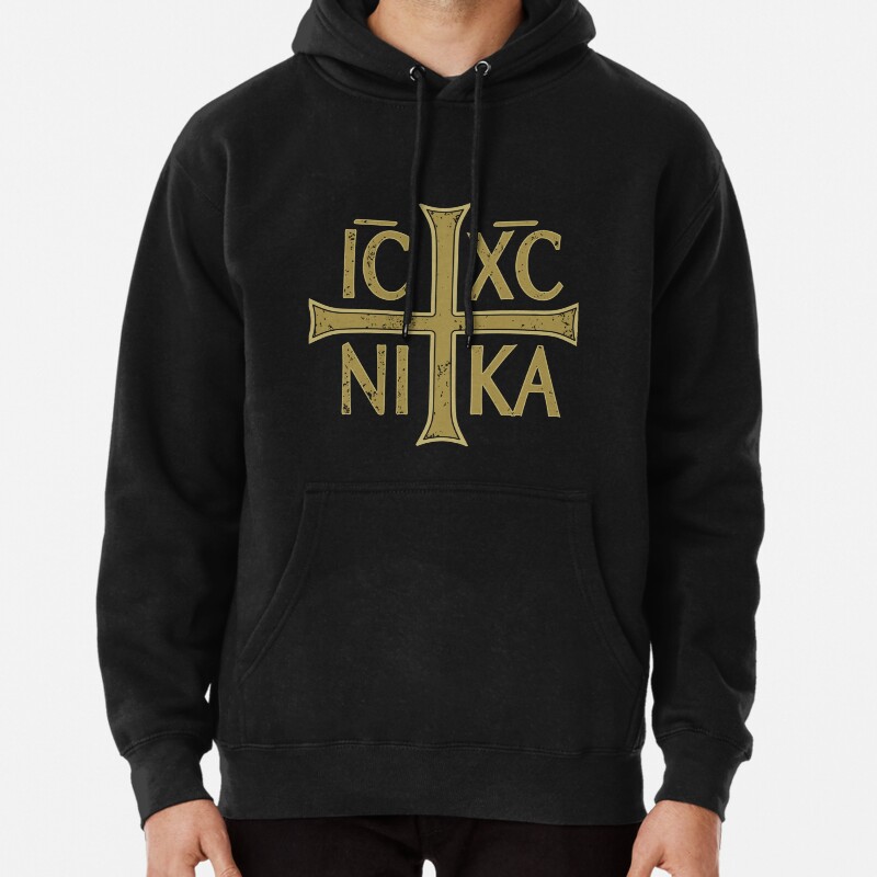 IC XC NI KA Christogram Cross Orthodox Christian Vintage Graphic Pullover Hoodie