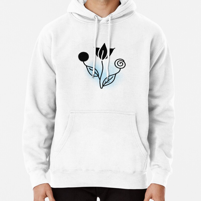 Imaginative black and white line art flowers Pullover Hoodie