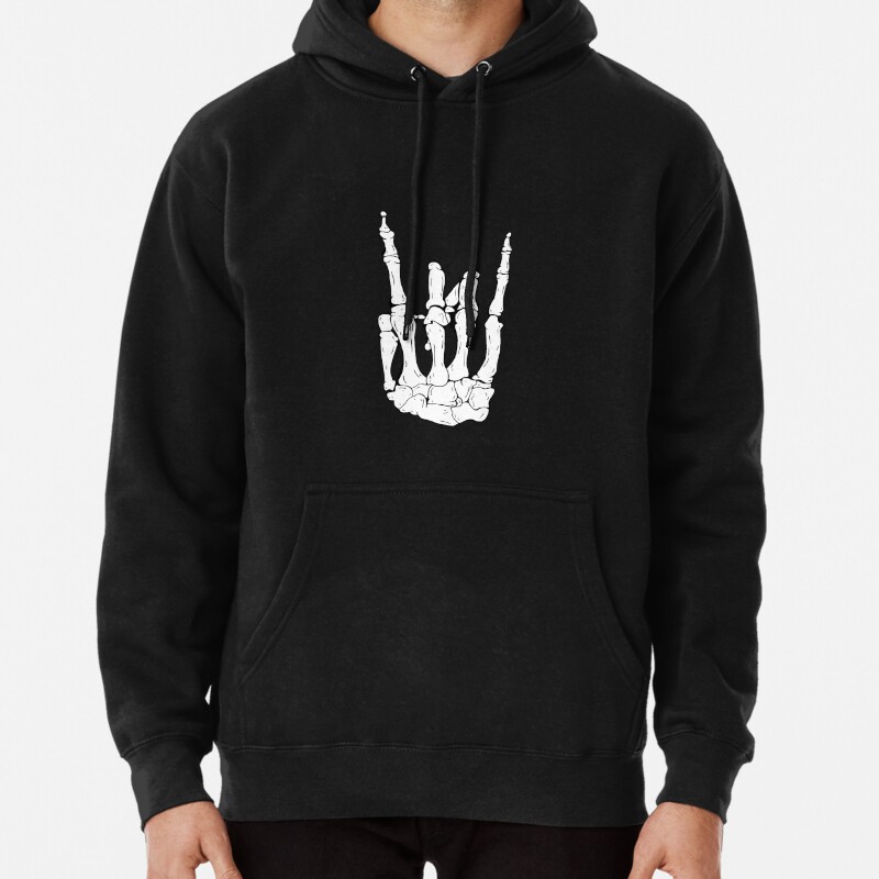 Skeleton Rocker Hand Pullover Hoodie