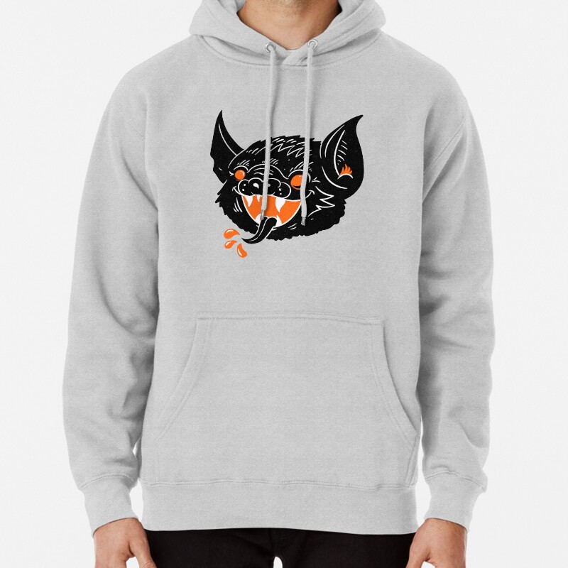 Vintage Bat Halloween Pullover Hoodie