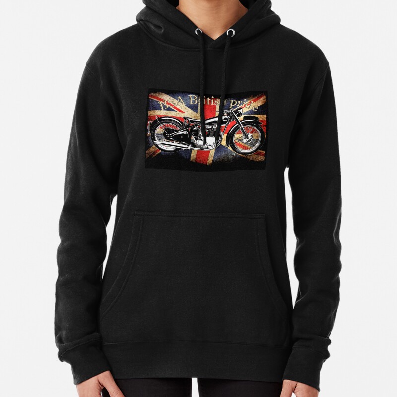 Vintage Classic British BSA Motorcycle Icon Pullover Hoodie